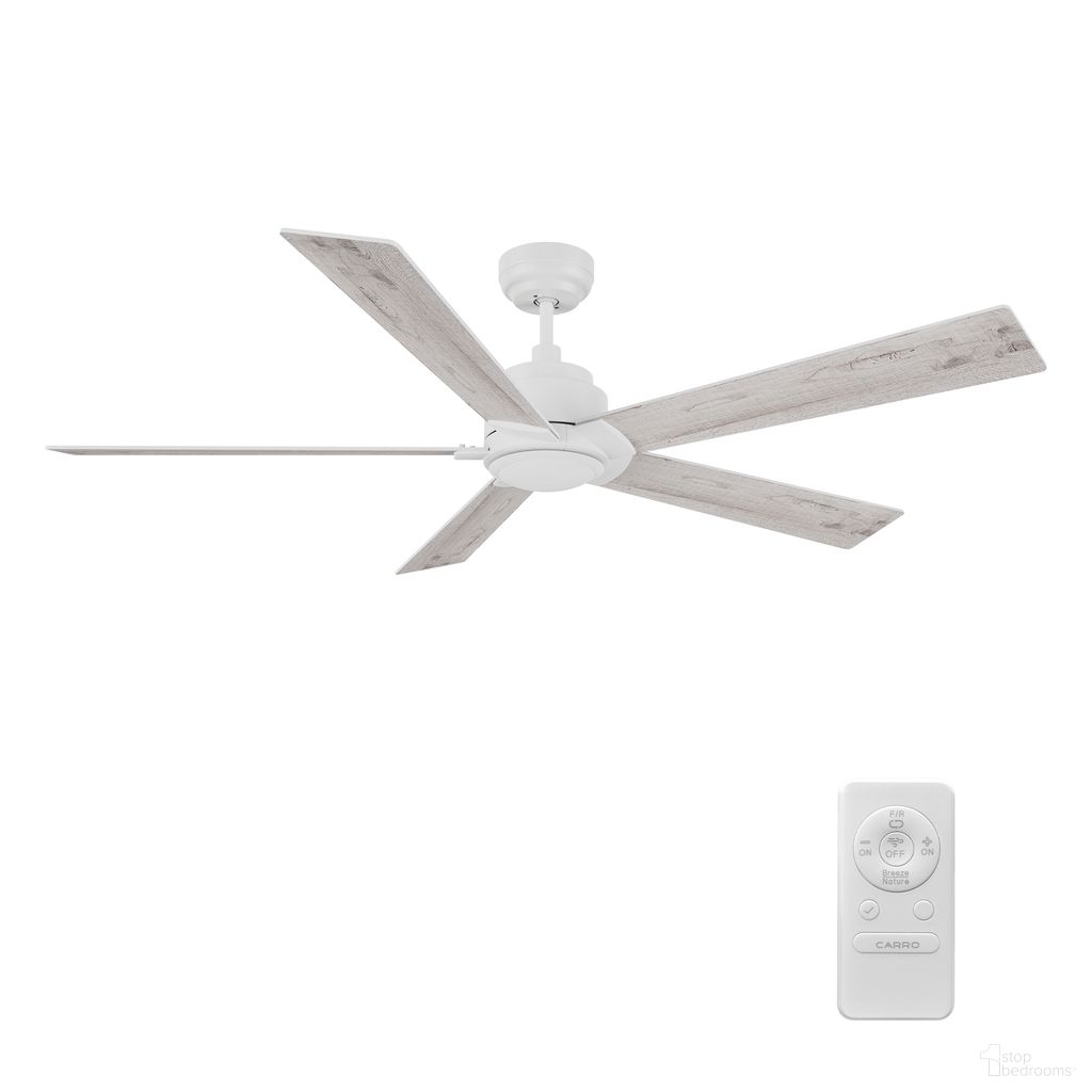 Lurgan 60 Inch 5-Blade Ceiling Fan with Remote In White and Lightwood