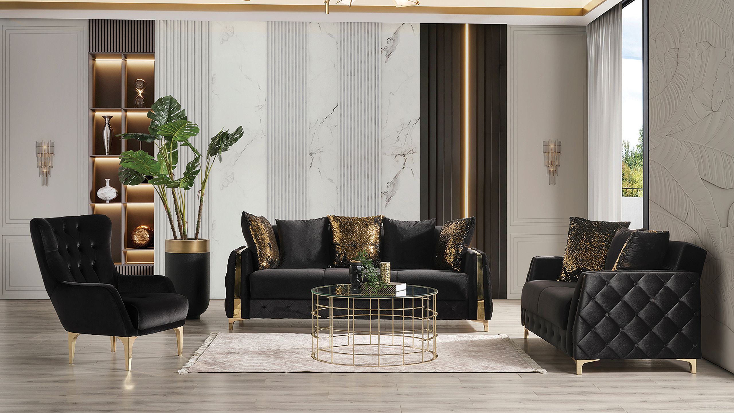 The appearance of Lust 2 Piece Living Room Set In Black designed by Galaxy Home Furnishings in the modern / contemporary interior design. This black piece of furniture was selected by 1StopBedrooms from Lust Collection to add a touch of cosiness and style into your home. Sku: 601955551854-1;601955551854-2;601955551861-1;601955551861-2. Material: Wood.