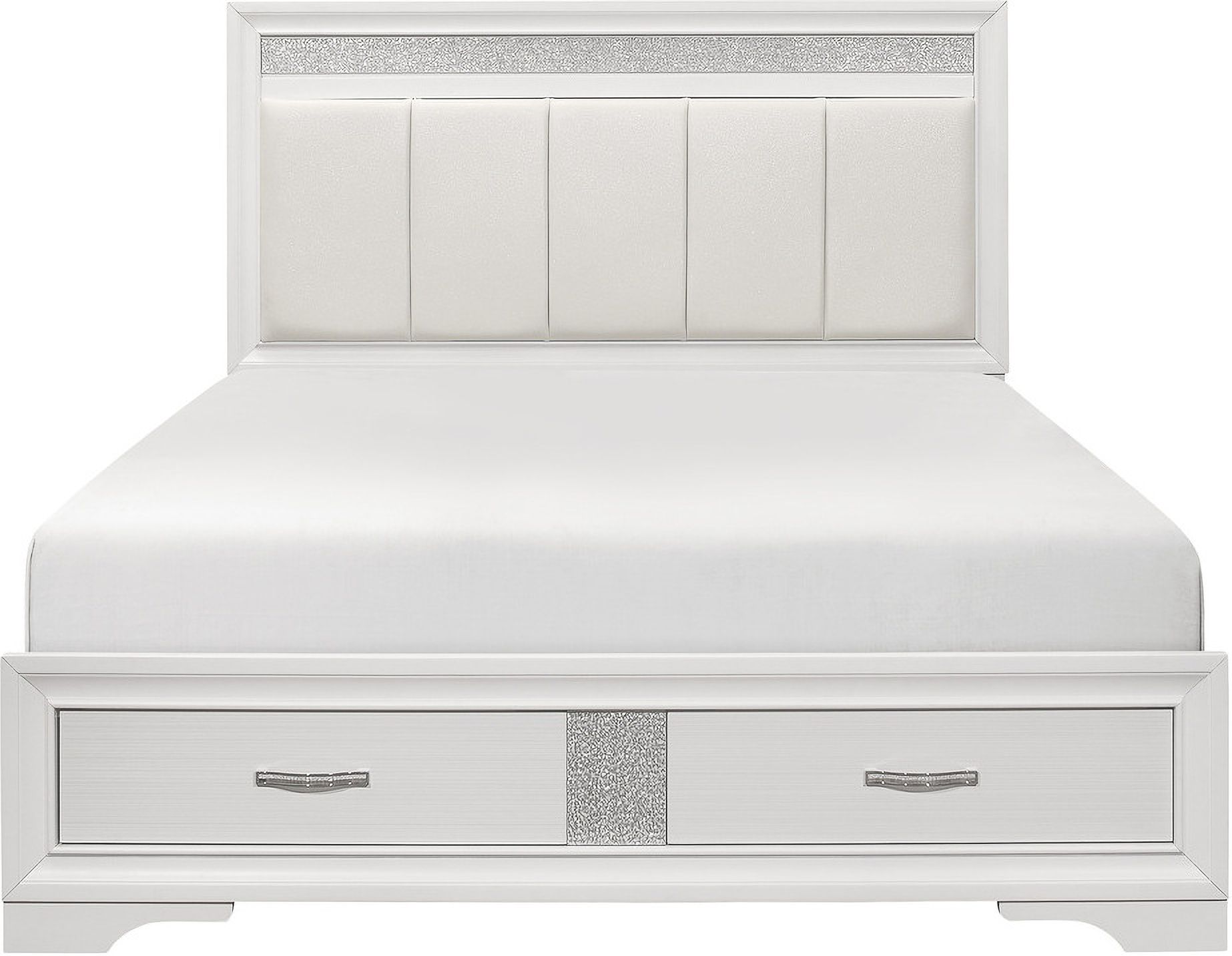 Luster Eastern King Platform Bed with Footboard Storage In White