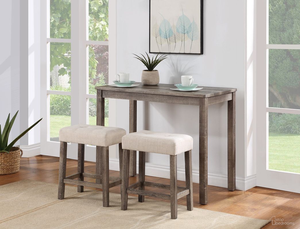 The appearance of Lux 3 Piece Counter Height 36 Inch Pub Table Set with Tufted Creamy White Linen Stools In Brown designed by Lilola Home in the modern / contemporary interior design. This white/brown piece of furniture  was selected by 1StopBedrooms from Lux Collection to add a touch of cosiness and style into your home. Sku: 30010. Material: Solid Wood.
