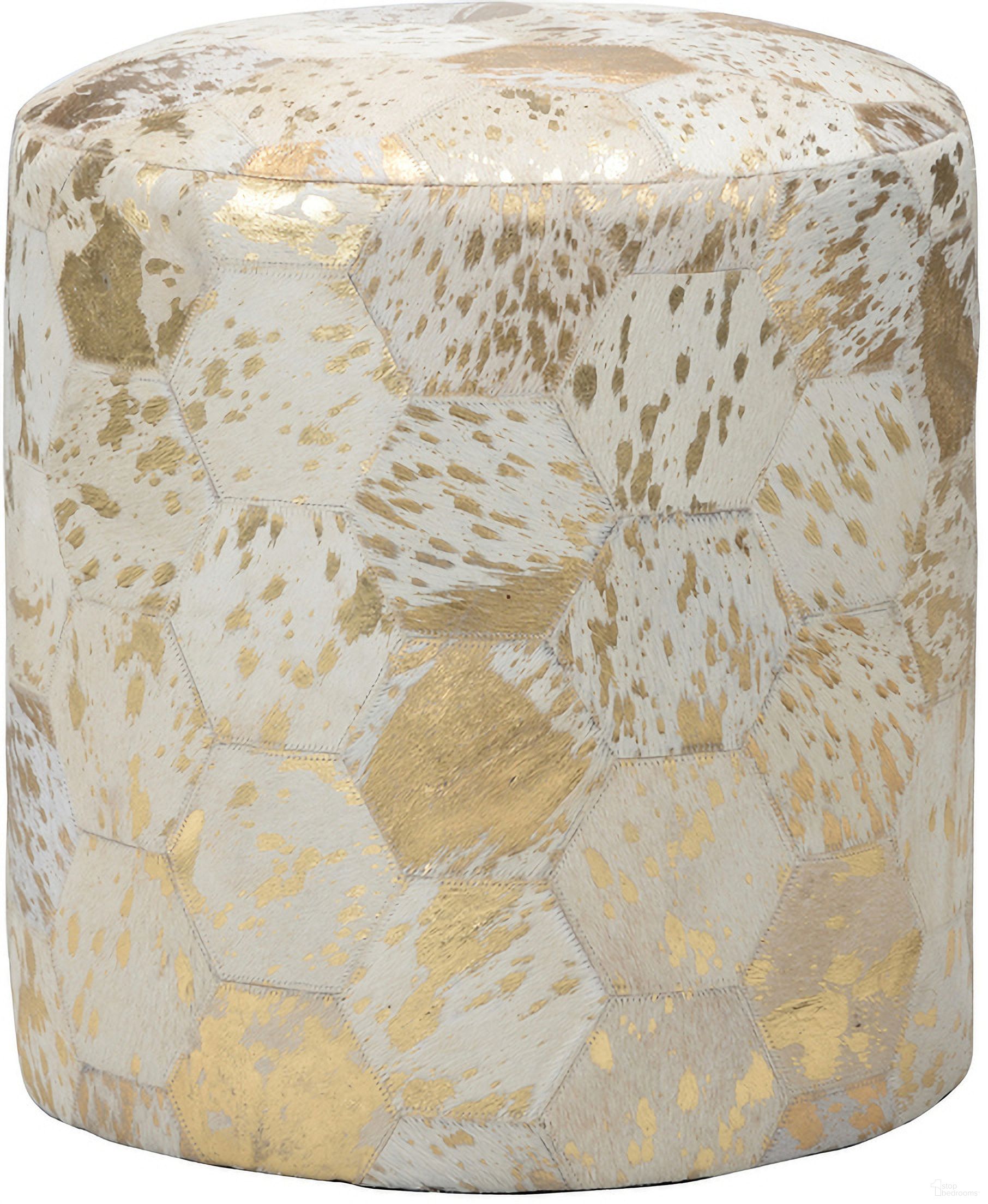 The appearance of Lux Pouf In Gold and White designed by Chelsea House in the modern / contemporary interior design. This gold/white piece of furniture was selected by 1StopBedrooms from Chelsea House Misc Collection to add a touch of cosiness and style into your home. Sku: 385301. Material: Hair on Hide.
