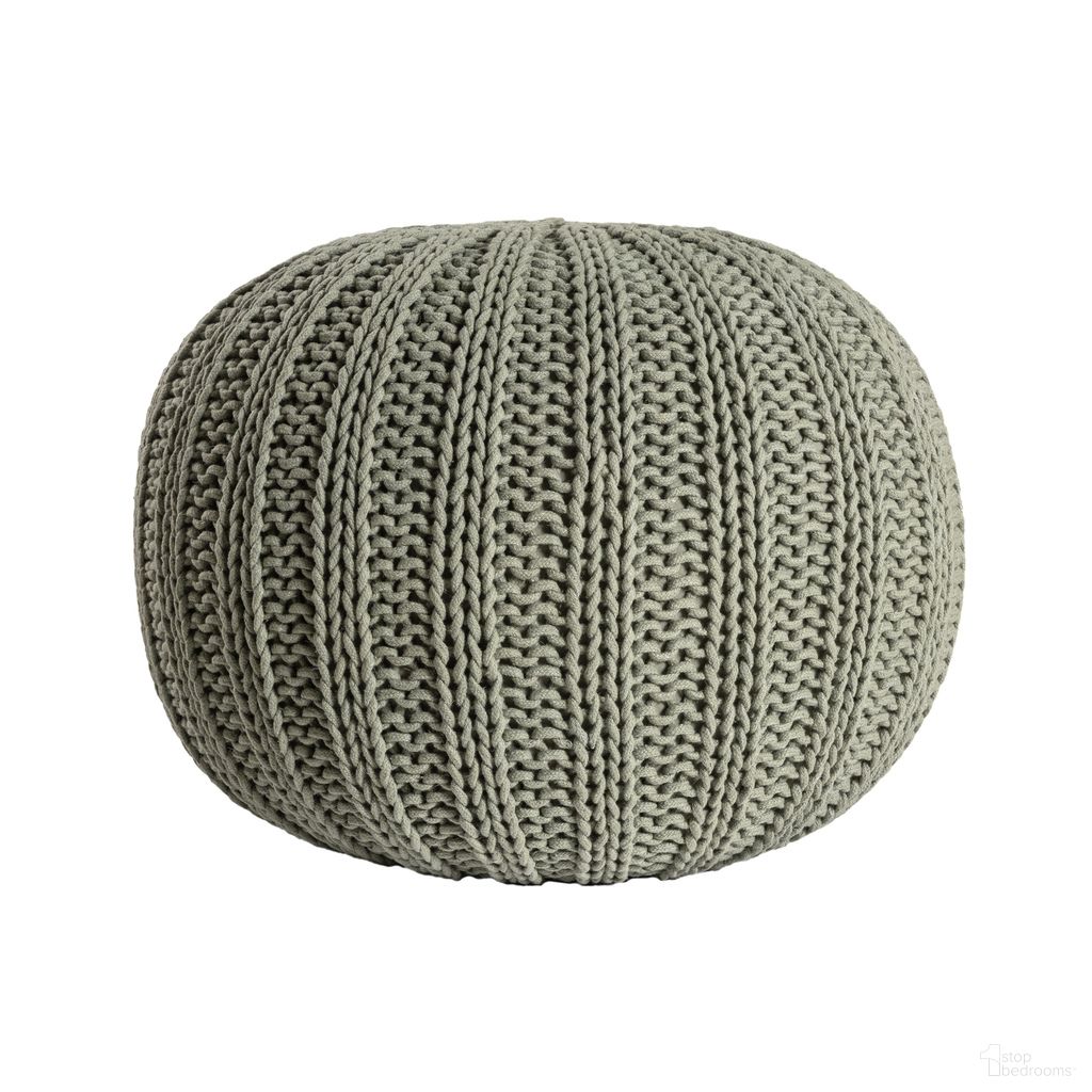 The appearance of Luxa Cableknit Cotton Round Ottoman Pouf In Sage Green designed by Rajani Home in the transitional interior design. This sage green piece of furniture  was selected by 1StopBedrooms from Bova Collection to add a touch of cosiness and style into your home. Sku: 4C258659G03048. Material: Cotton.