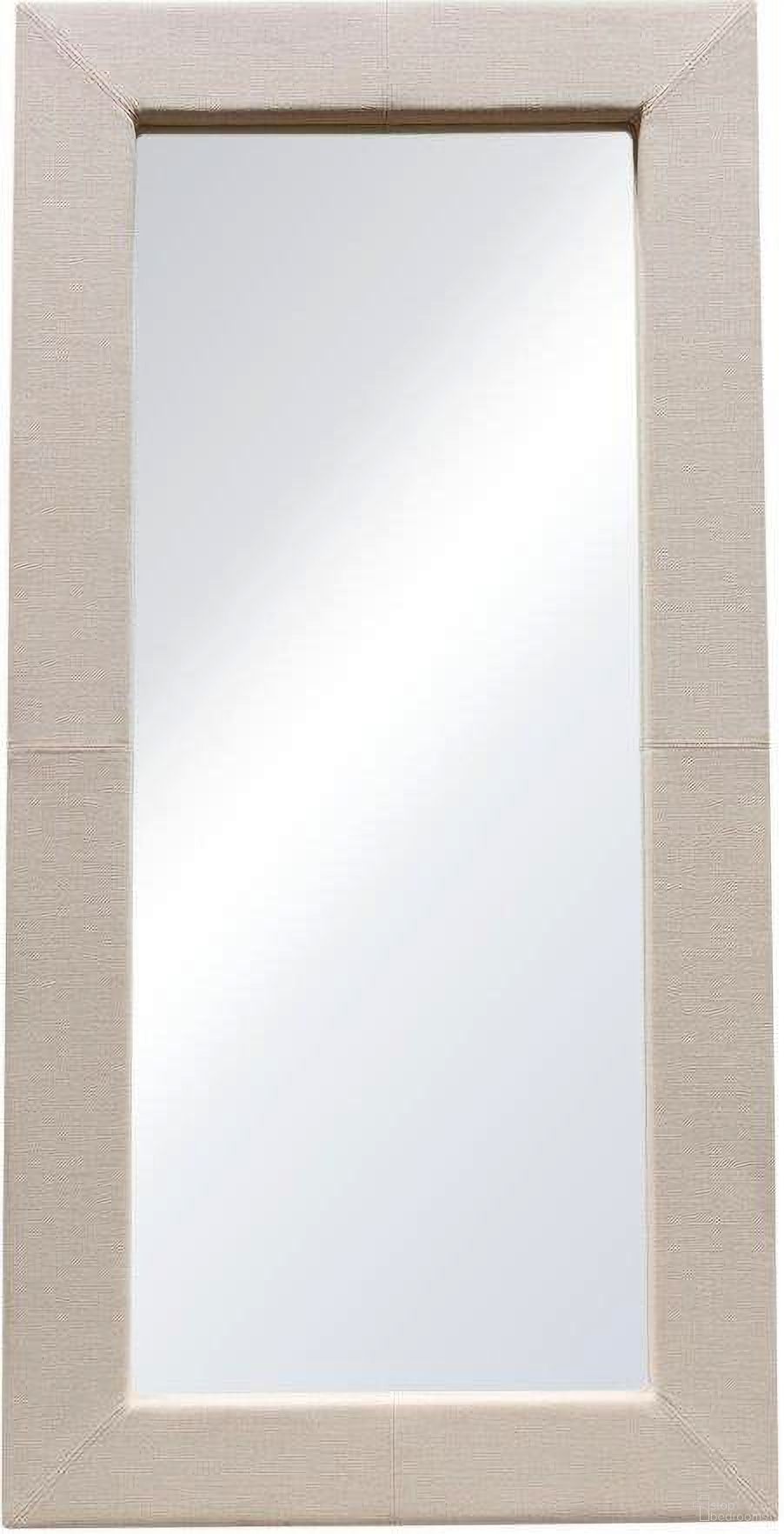 Luxe Free-Standing Mirror With Locking Easel Mechanism In Sand Linen Fabric