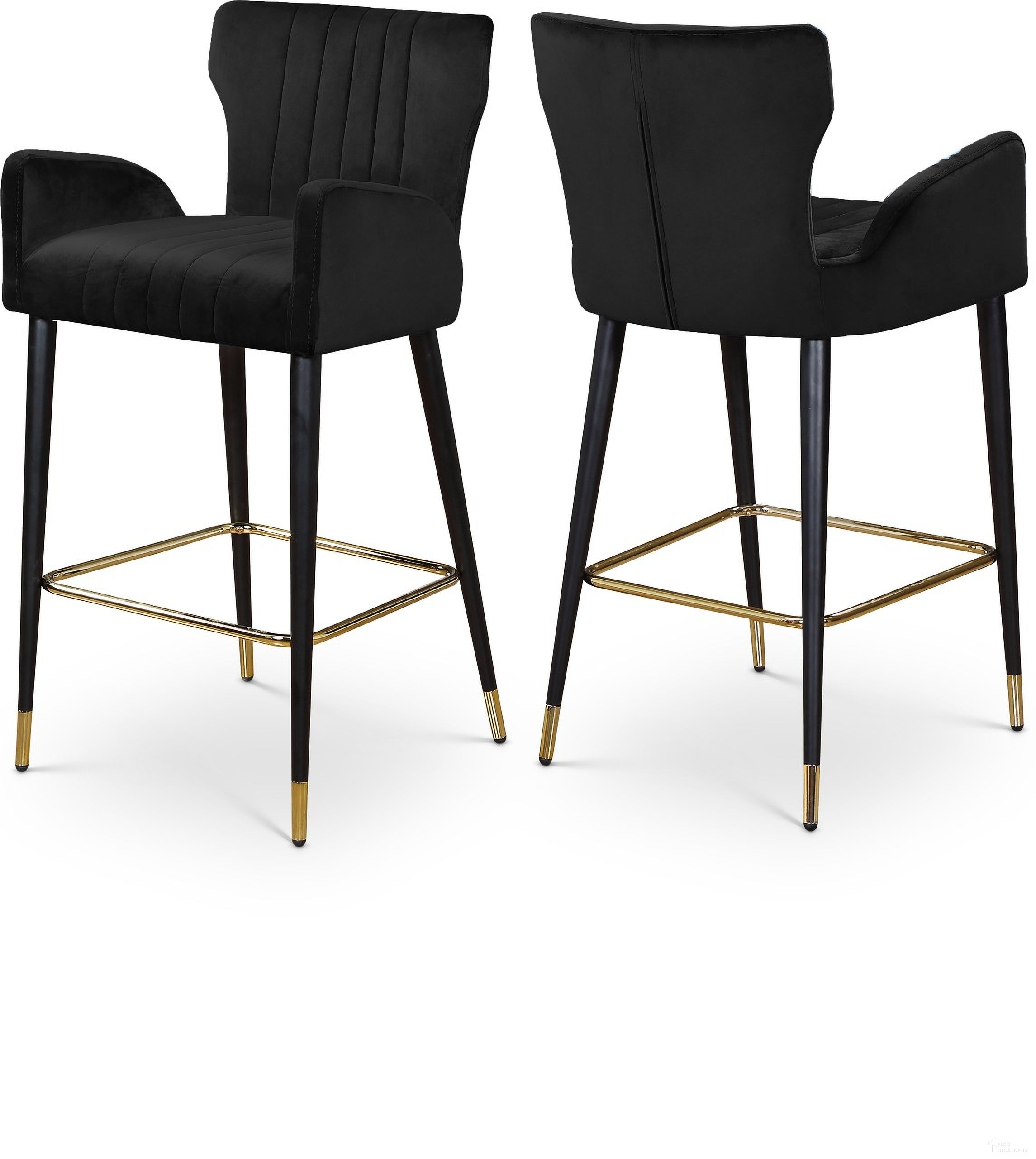 The appearance of Luxe Velvet Stool Set of 2 In Black designed by Meridian in the modern / contemporary interior design. This black piece of furniture was selected by 1StopBedrooms from Luxe Collection to add a touch of cosiness and style into your home. Sku: 792Black-C. Material: Velvet.