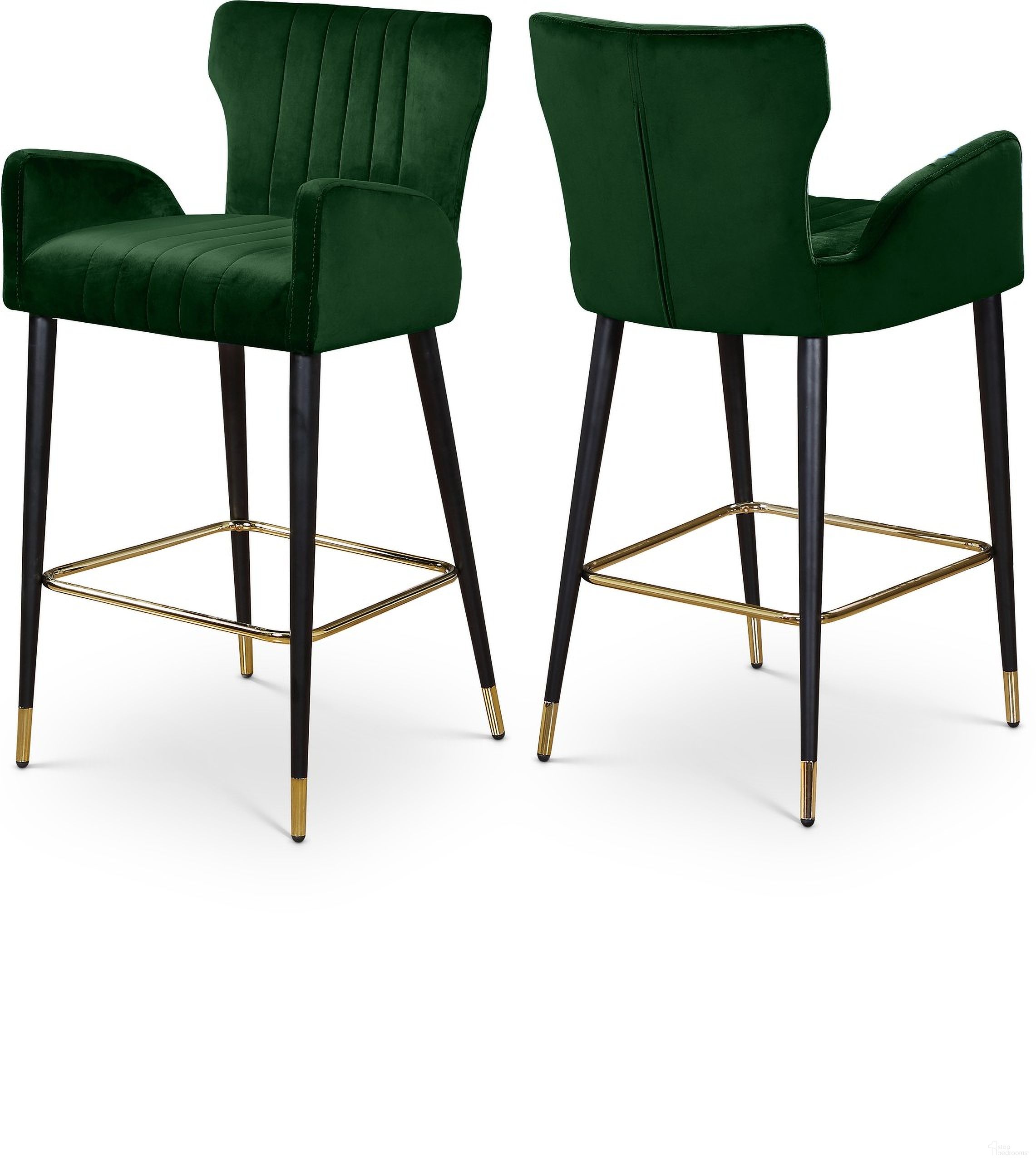 Luxe Velvet Stool Set of 2 In Green