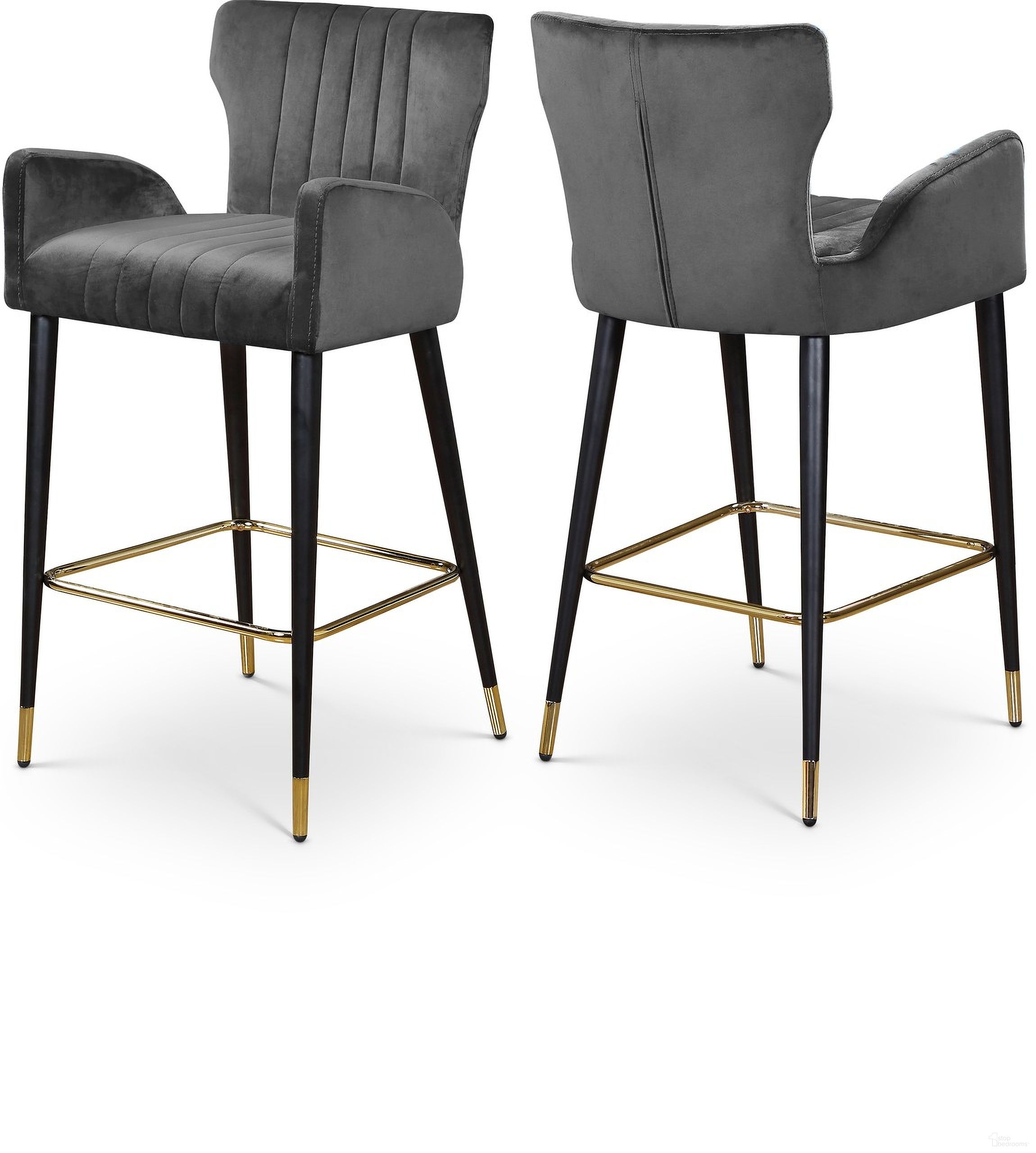 Luxe Velvet Stool Set of 2 In Grey
