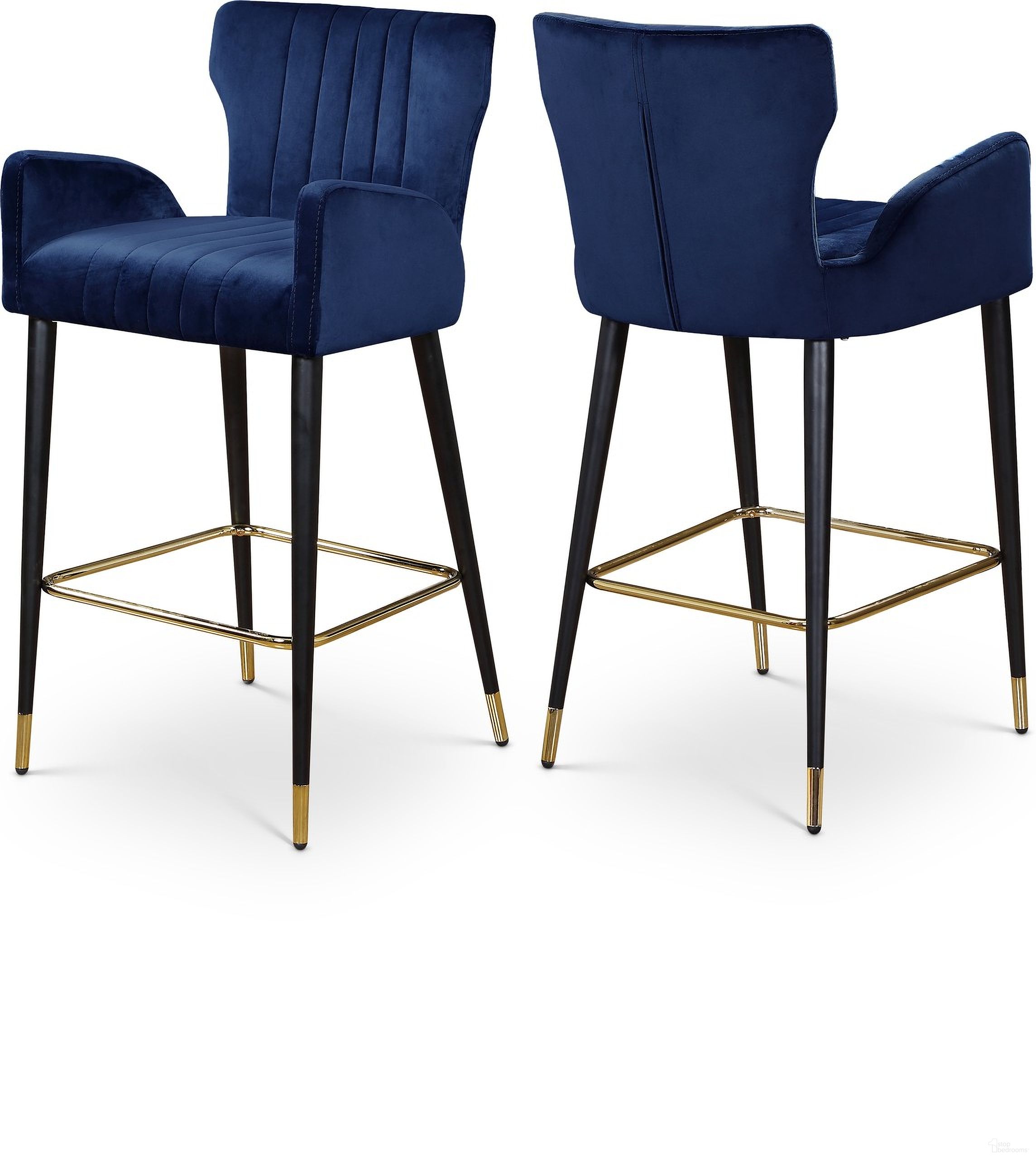 Luxe Velvet Stool Set of 2 In Navy