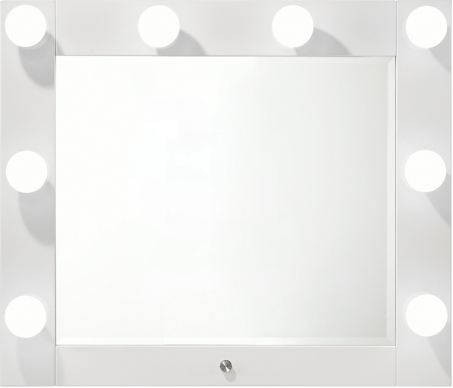 The appearance of Luxo Vanity Mirror with LED In White designed by Crown Mark in the glam interior design. This white piece of furniture was selected by 1StopBedrooms from Luxo Collection to add a touch of cosiness and style into your home. Sku: B4852WH-91-11. Material: MDF.