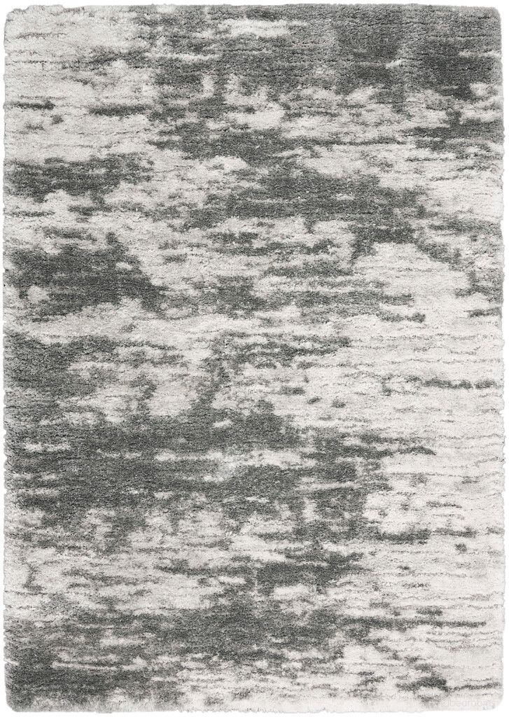 Luxurious Shag 4' x 6' Indoor Rug In Charcoal and Ivory
