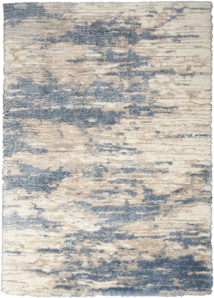 Luxurious Shag 5'3" x 7'3" Indoor Rug In Grey and Light Blue