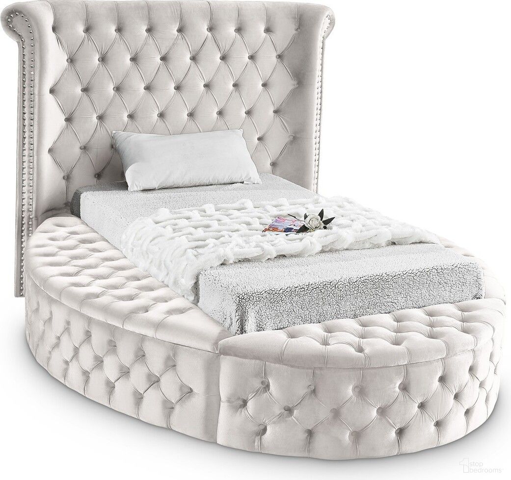 Luxus Velvet Twin Bed In Cream