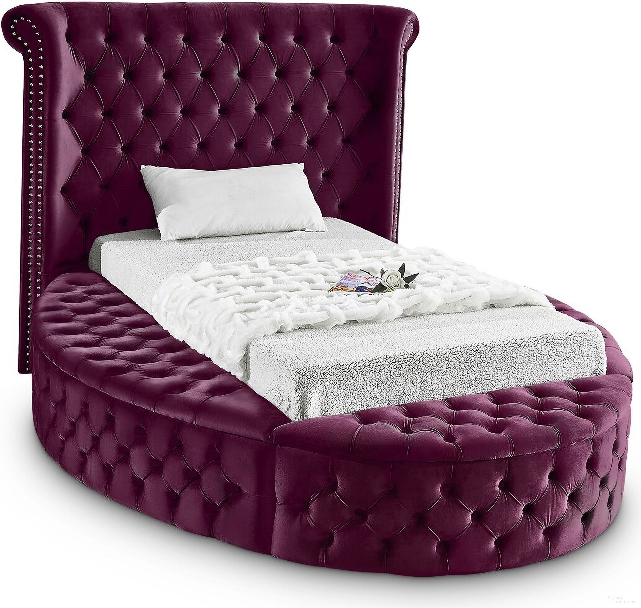 Luxus Velvet Twin Bed In Purple