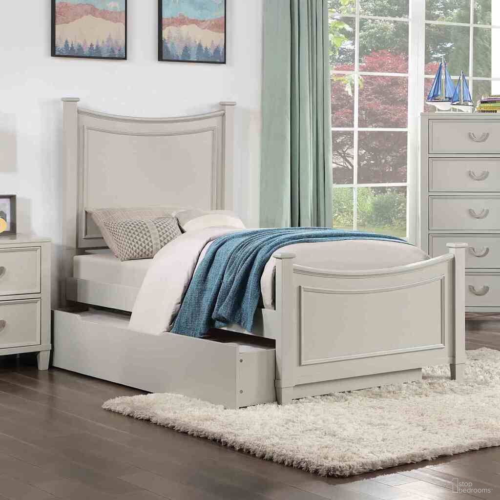 The appearance of Lycorida Twin Bed In Light Gray designed by Furniture of America in the transitional interior design. This light gray piece of furniture was selected by 1StopBedrooms from Lycorida Collection to add a touch of cosiness and style into your home. Sku: CM7477GY-T-HBFB;CM7477GY-T-R. Bed Size: Twin. Material: Solid Wood.