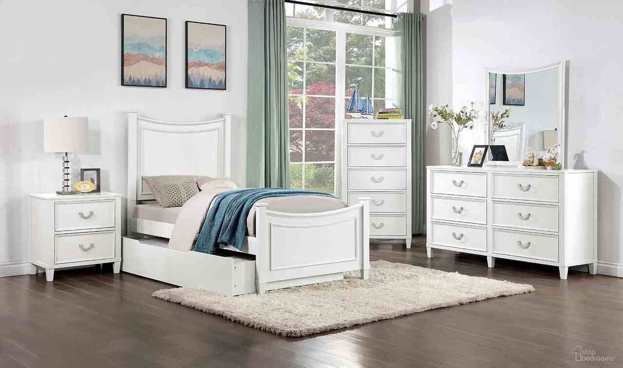 The appearance of Lycoris Nightstand In White designed by Furniture of America in the transitional interior design. This white piece of furniture was selected by 1StopBedrooms from Lycoris Collection to add a touch of cosiness and style into your home. Sku: CM7477WH-N. Material: Solid Wood.