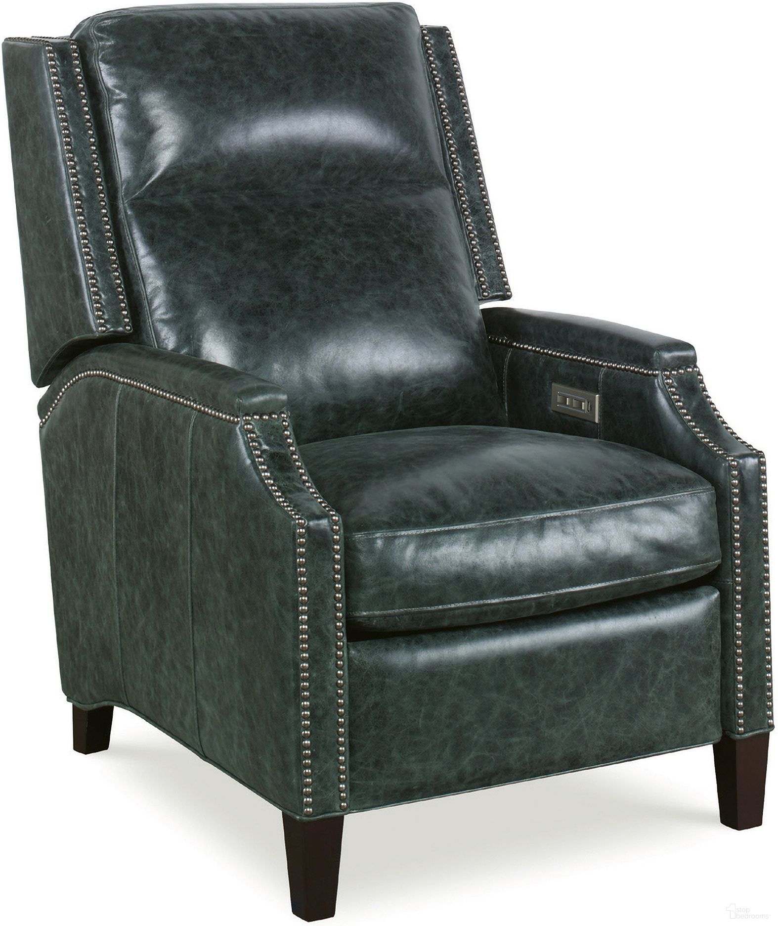 The appearance of Lydia Electric Recliner In Green designed by Century Furniture in the  interior design. This green piece of furniture  was selected by 1StopBedrooms from Century Trading Company Collection to add a touch of cosiness and style into your home. Sku: PLR-15516E-NIGHT. Material: Leather.