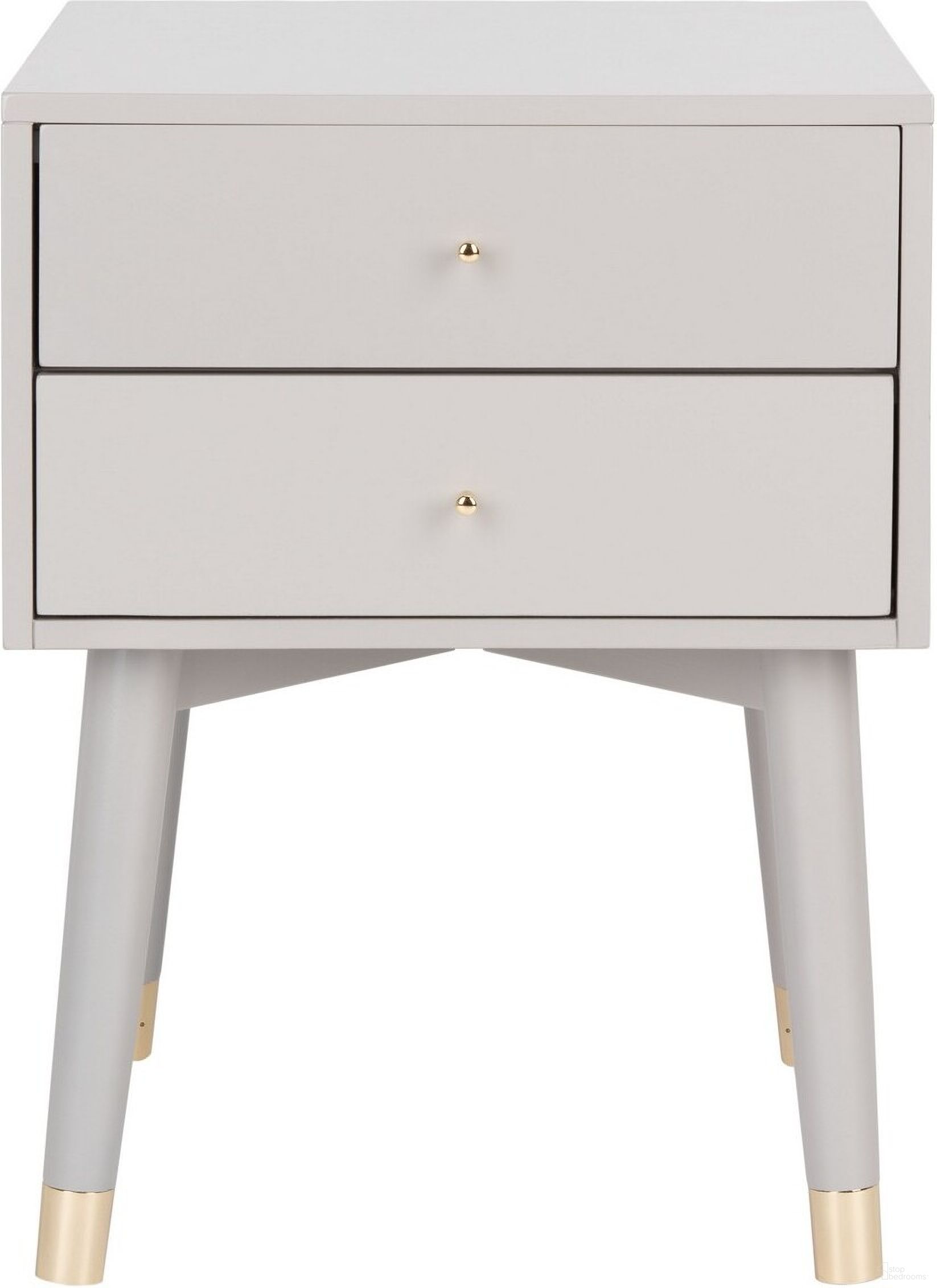 Lyla Mid Century Retro Silver Cap Nightstand in Grey and Gold