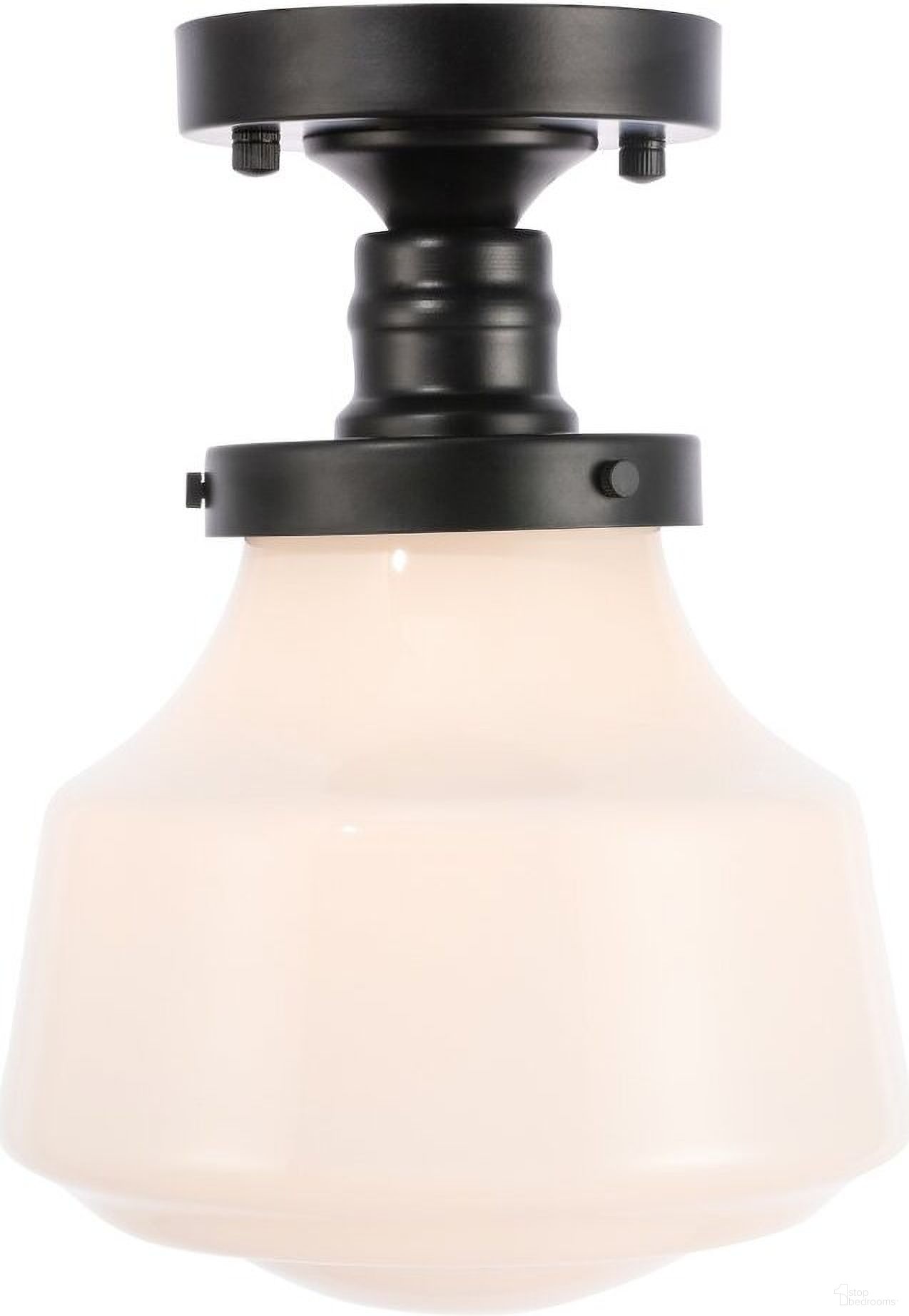 Lyle 1 Light Black And Frosted White Glass Flush Mount