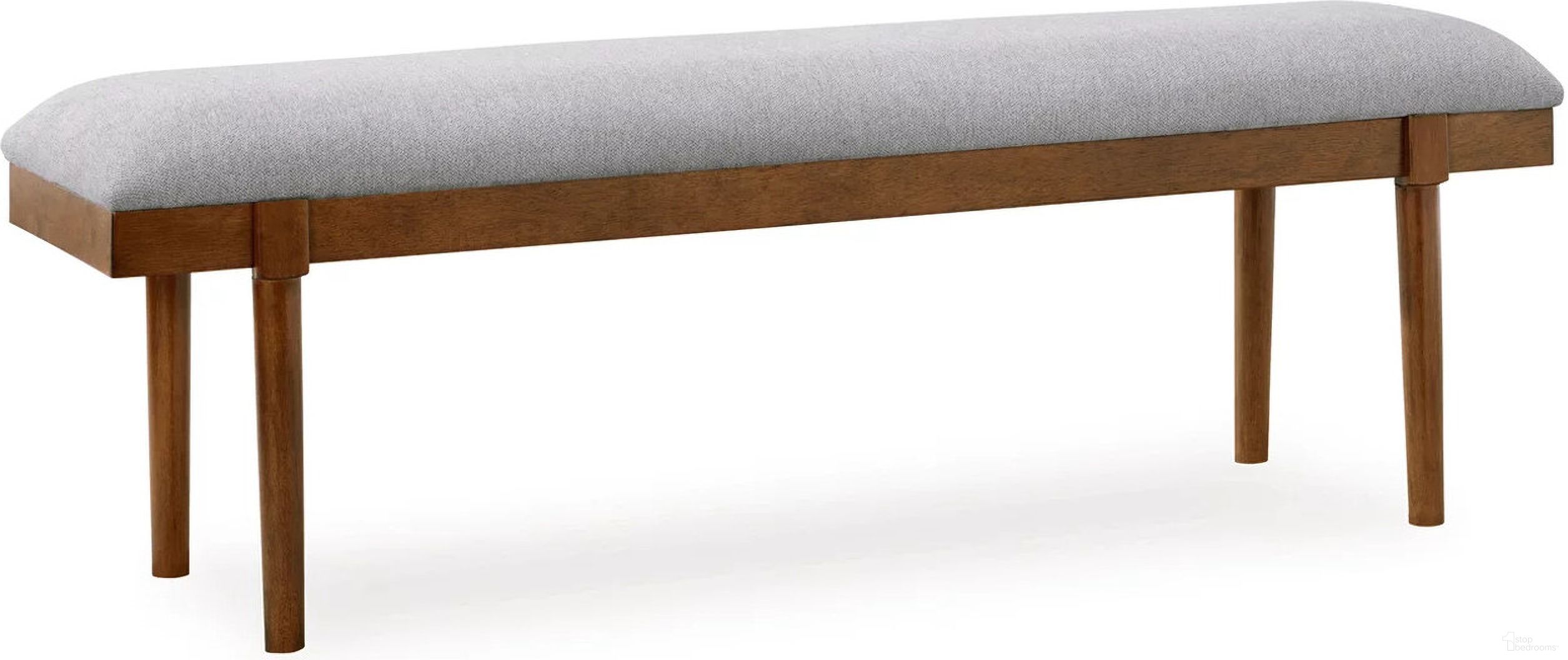 The appearance of Lyncott 59 Inch Upholstered Dining Bench In Gray and Brown designed by Signature Design by Ashley in the transitional interior design. This gray/brown piece of furniture was selected by 1StopBedrooms from Lyncott Collection to add a touch of cosiness and style into your home. Sku: D615-00. Material: Fabric.