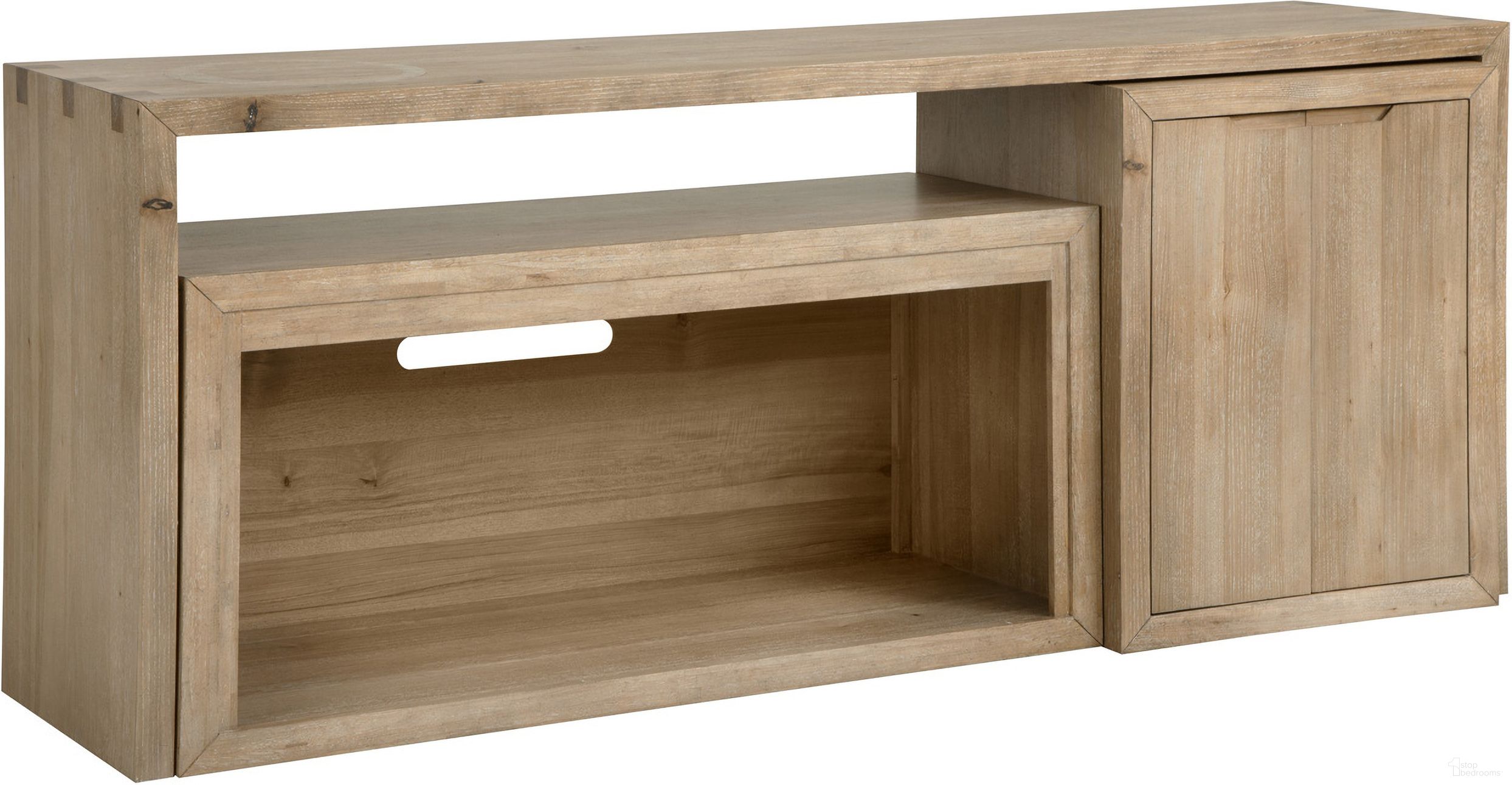The appearance of Lyndon 75 Inch Nesting Console with Storage In Light Cashmere designed by Aspenhome in the modern / contemporary interior design. This cashmere piece of furniture  was selected by 1StopBedrooms from Lyndon Collection to add a touch of cosiness and style into your home. Sku: I3342-276-LIT. Material: Wood.