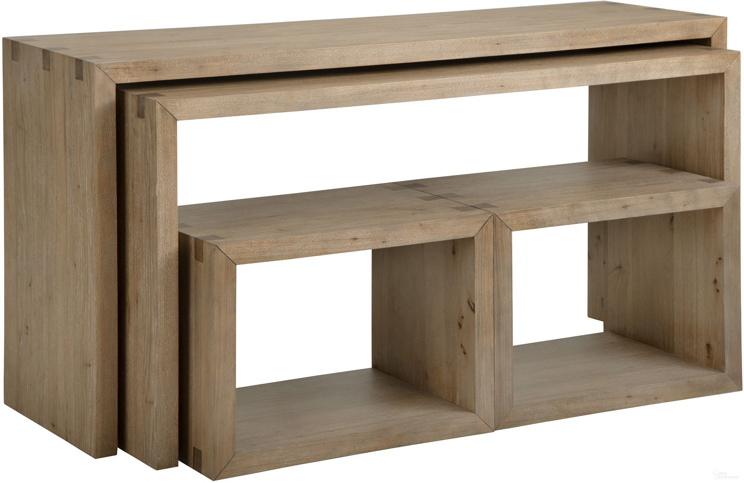 The appearance of Lyndon Nesting Sofa Table with Stools In Light Cashmere designed by Aspenhome in the modern / contemporary interior design. This cashmere piece of furniture  was selected by 1StopBedrooms from Lyndon Collection to add a touch of cosiness and style into your home. Sku: I3342-9150-LIT. Material: Wood.