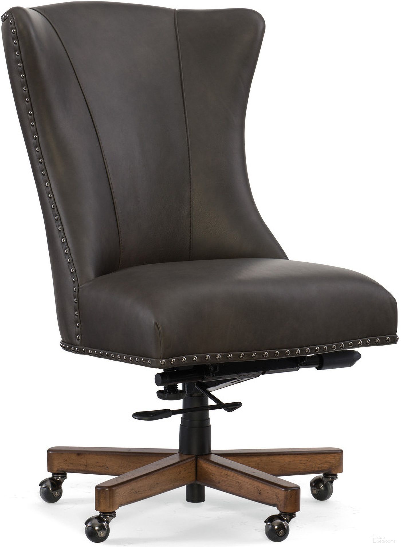 The appearance of EC Lynn Gray Leather Home Office Swivel Chair designed by Hooker in the traditional interior design. This gray piece of furniture was selected by 1StopBedrooms from EC Collection to add a touch of cosiness and style into your home. Sku: EC483-079. Material: Leather.