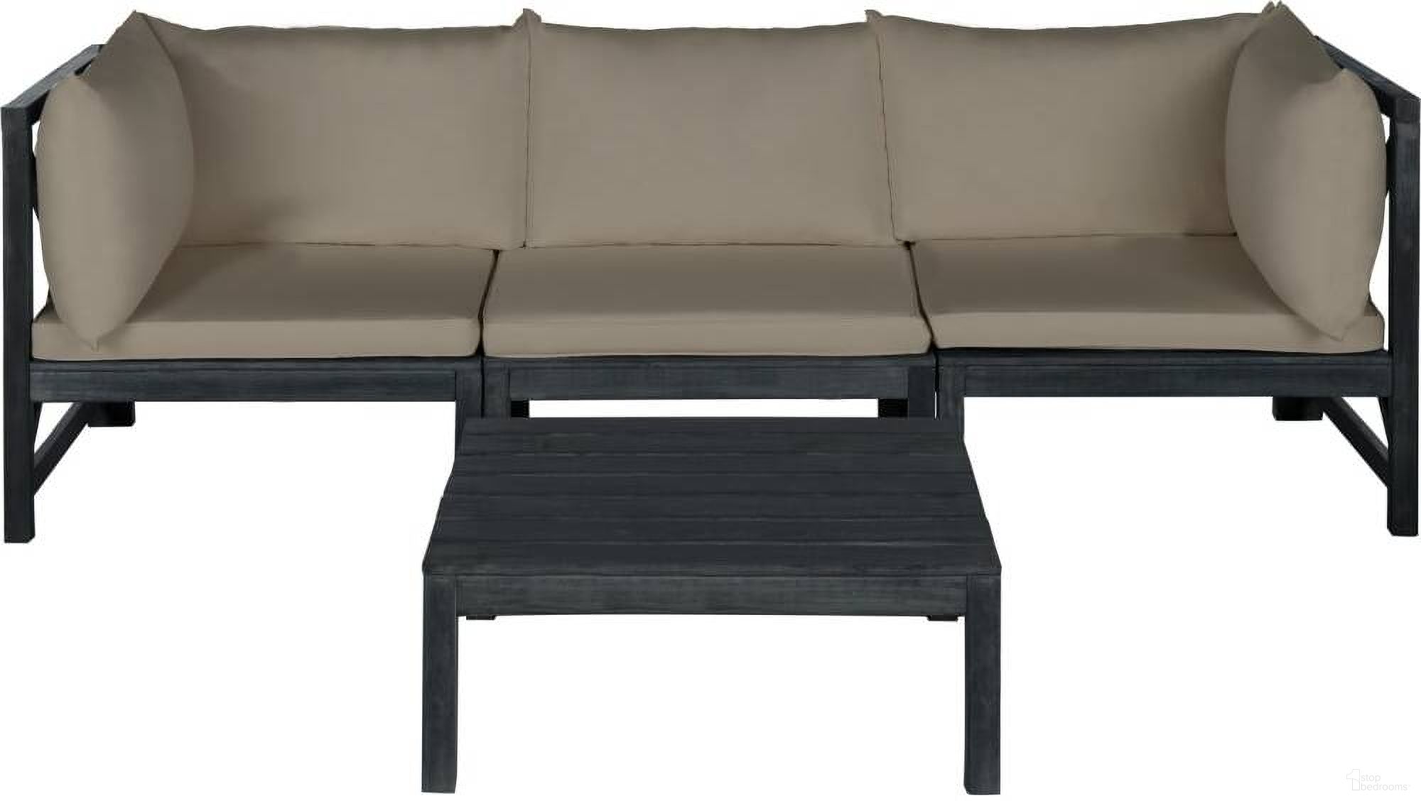 The appearance of Lynwood Dark Slate Grey and Taupe Modular Outdoor Sectional 4-Piece Set designed by Safavieh in the modern / contemporary interior design. This slate piece of furniture was selected by 1StopBedrooms from Lynwood Collection to add a touch of cosiness and style into your home. Sku: PAT6713J. Material: Steel.