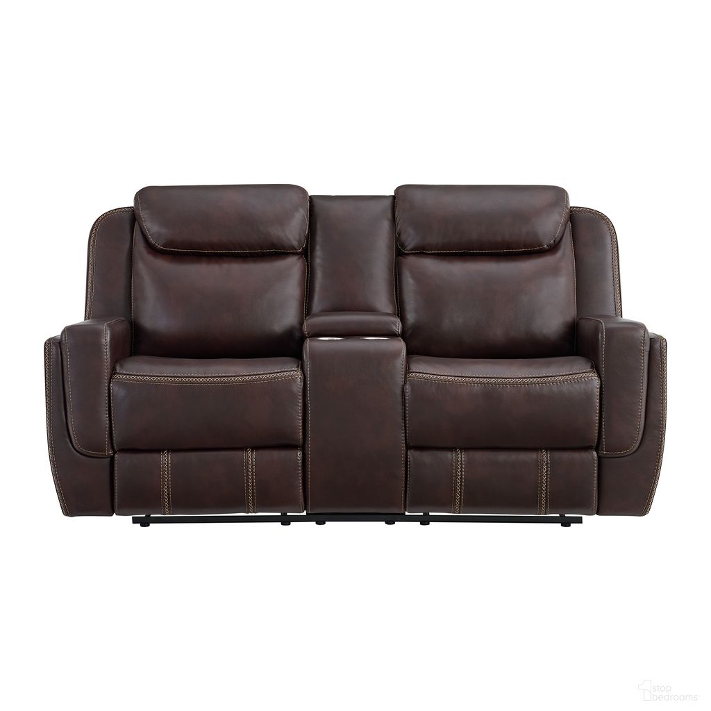 The appearance of Lynx Motion Loveseat with Console In Brown designed by Picket House in the transitional interior design. This brown piece of furniture was selected by 1StopBedrooms from Lynx Collection to add a touch of cosiness and style into your home. Sku: U-11580-10740-285. Material: Foam.