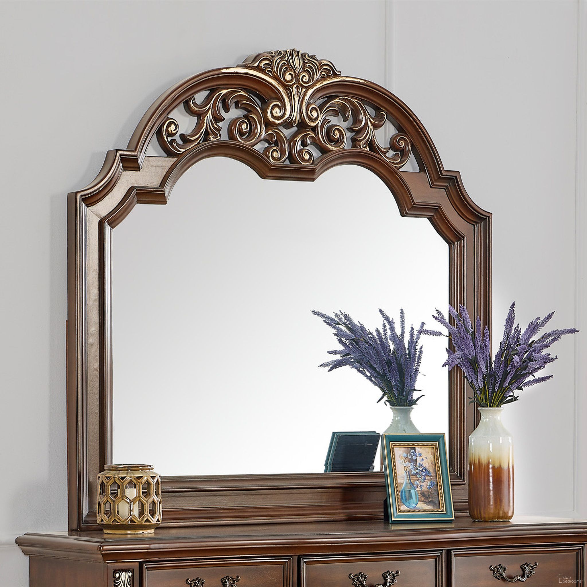 The appearance of Lyon Mirror In Cherry designed by Glory in the traditional interior design. This cherry piece of furniture was selected by 1StopBedrooms from Lyon Collection to add a touch of cosiness and style into your home. Sku: G07100-M. Material: Glass.
