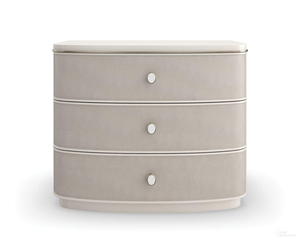 The appearance of Lyon Nightstand In Cream designed by Caracole in the transitional interior design. This cream piece of furniture was selected by 1StopBedrooms from Lyon Collection to add a touch of cosiness and style into your home. Sku: CLA-023-061. Material: Metal.