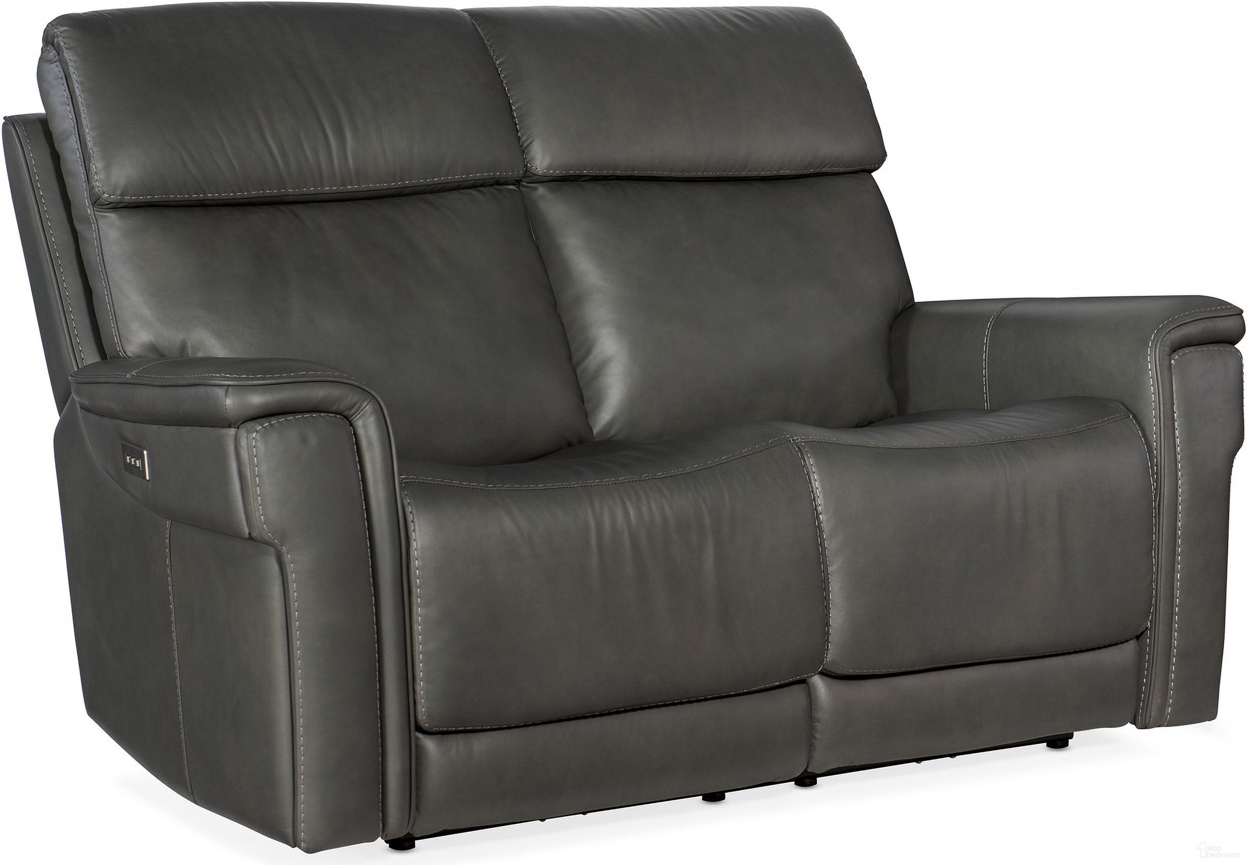 The appearance of MS Lyra Zero Gravity Power Loveseat With Power Headrest In Grey designed by Hooker in the transitional interior design. This grey piece of furniture was selected by 1StopBedrooms from MS Collection to add a touch of cosiness and style into your home. Sku: SS608-PHZL2-093. Material: Leather.