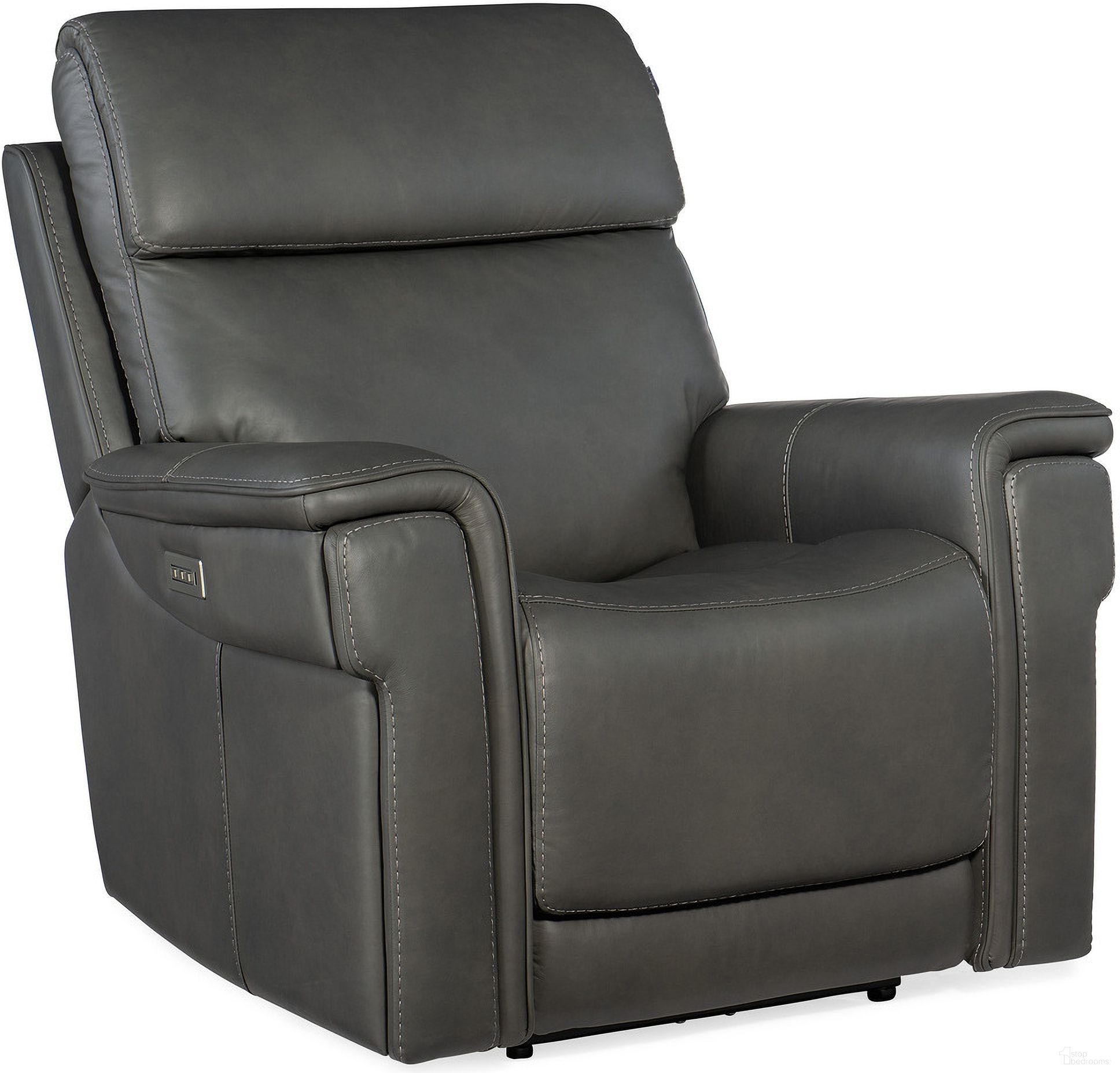 The appearance of MS Lyra Zero Gravity Power Recliner With Power Headrest In Grey designed by Hooker in the transitional interior design. This grey piece of furniture was selected by 1StopBedrooms from MS Collection to add a touch of cosiness and style into your home. Sku: SS608-PHZL1-093. Material: Leather.