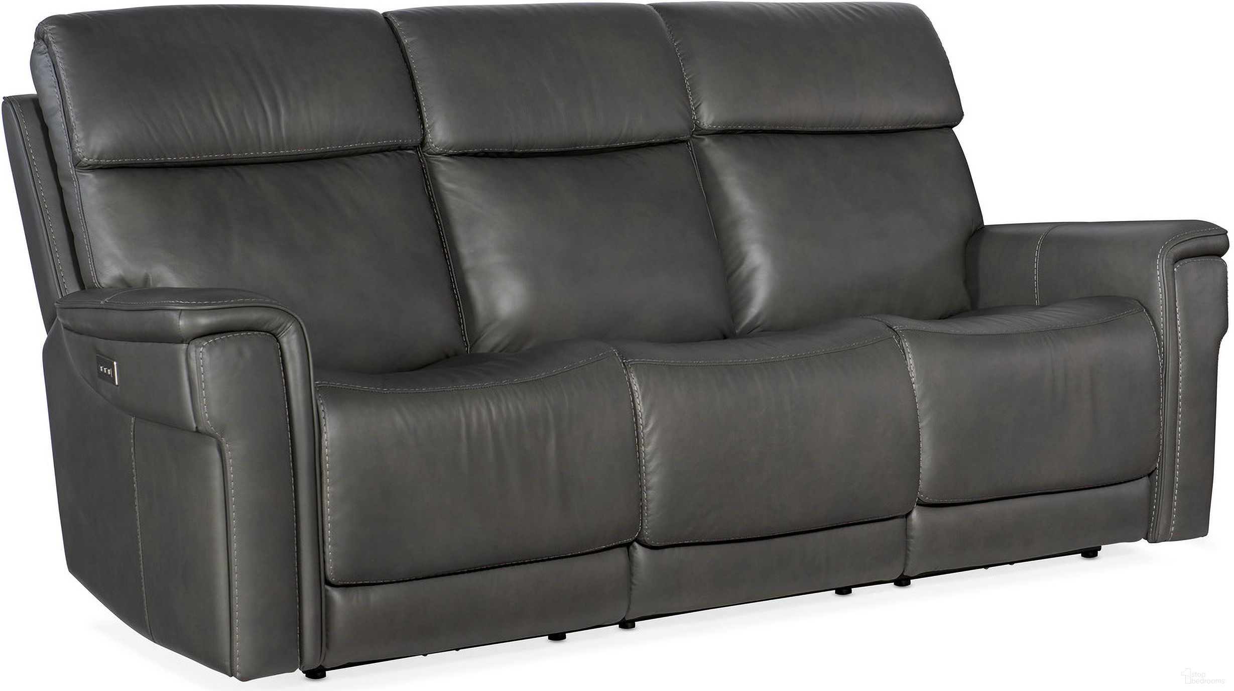 The appearance of MS Lyra Zero Gravity Power Sofa With Power Headrest In Grey designed by Hooker in the transitional interior design. This grey piece of furniture  was selected by 1StopBedrooms from MS Collection to add a touch of cosiness and style into your home. Sku: SS608-PHZL3-093. Material: Leather.