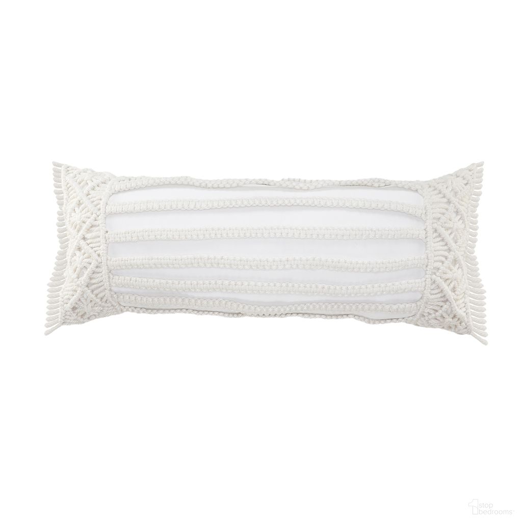 Lyran 14" x 36" Barthelemy Macrame Indoor/Outdoor Throw Pillow In Ivory