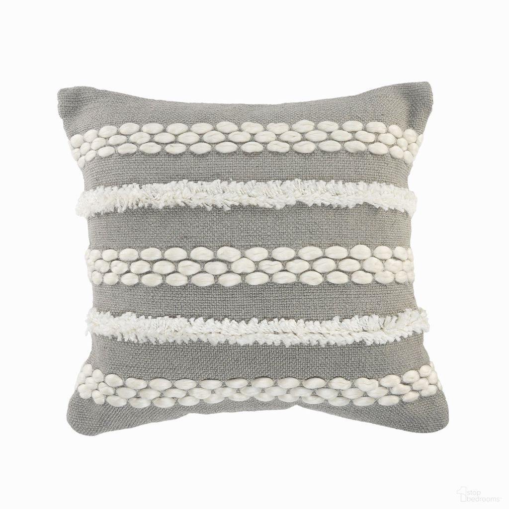 Lyran 20" x 20" Down Alternative Insert Banff Striped Indoor/Outdoor Throw Pillow In Gray and Ivory