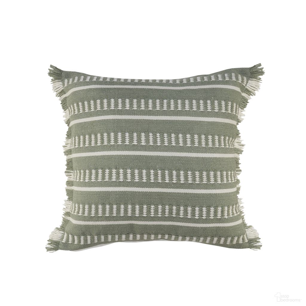 Lyran 24" x 24" Feather Filled Belgravia Striped Indoor/Outdoor Throw Pillow In Green