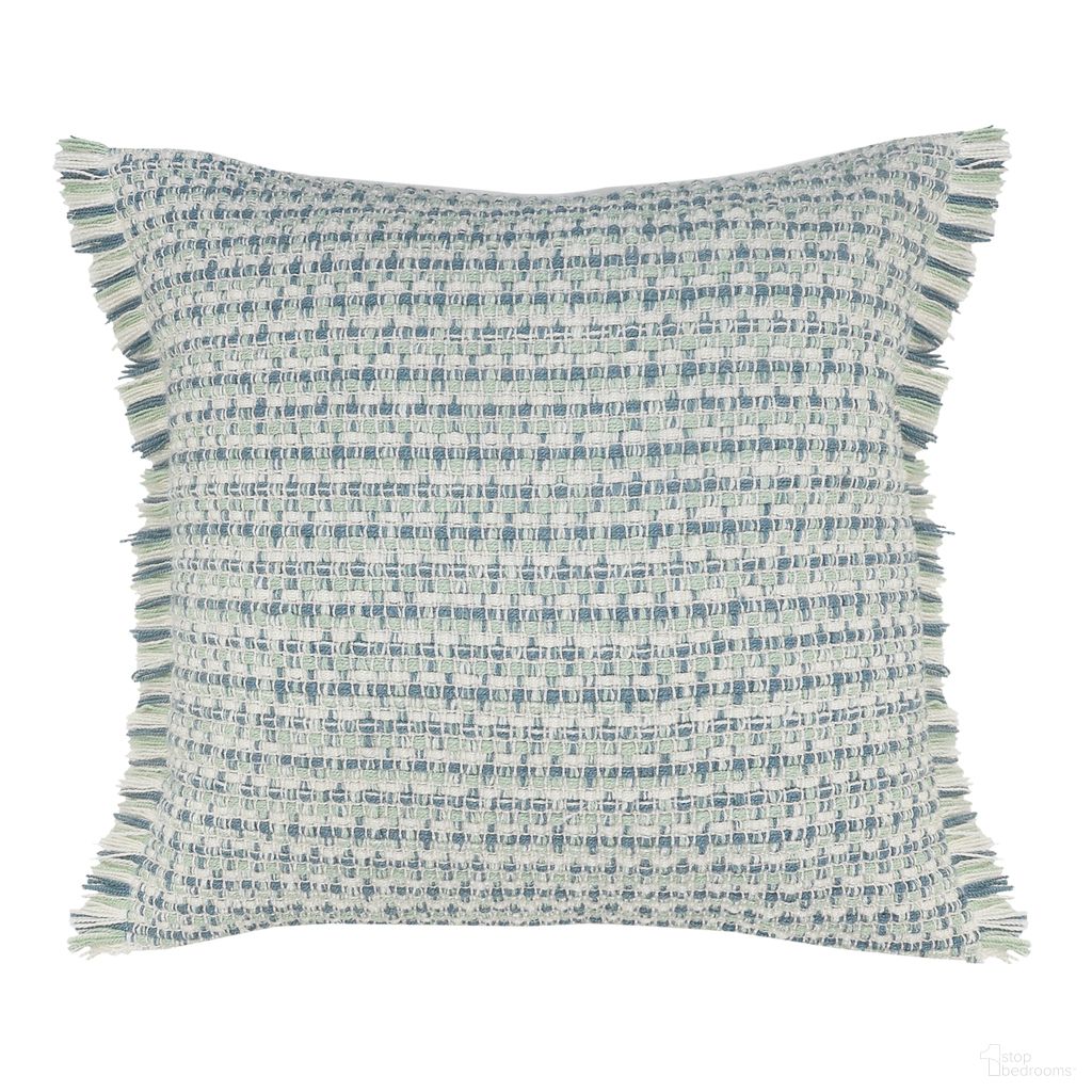 Lyran 24" x 24" Feather Filled Beverly Geometric Indoor/Outdoor Throw Pillow In Blue and Green