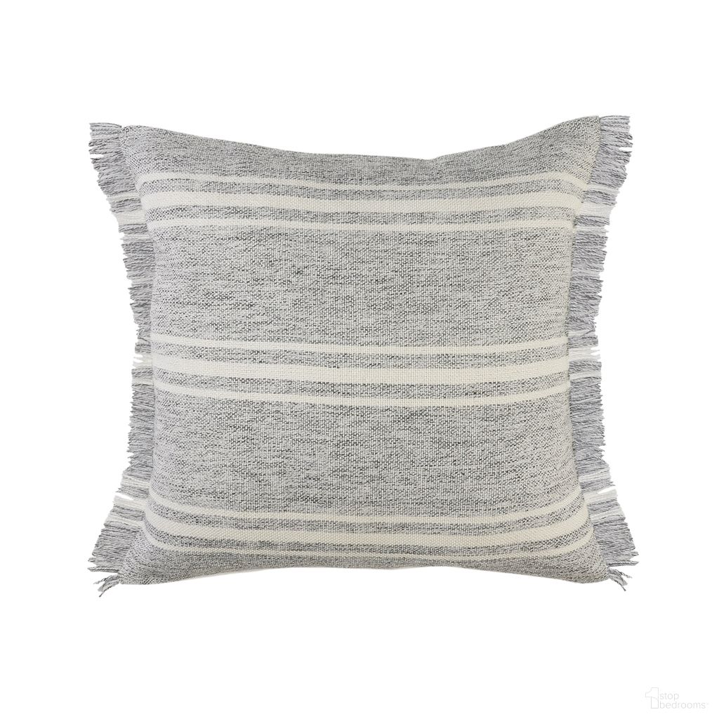 Lyran 24" x 24" Feather Filled Bora Striped Indoor/Outdoor Throw Pillow In Gray