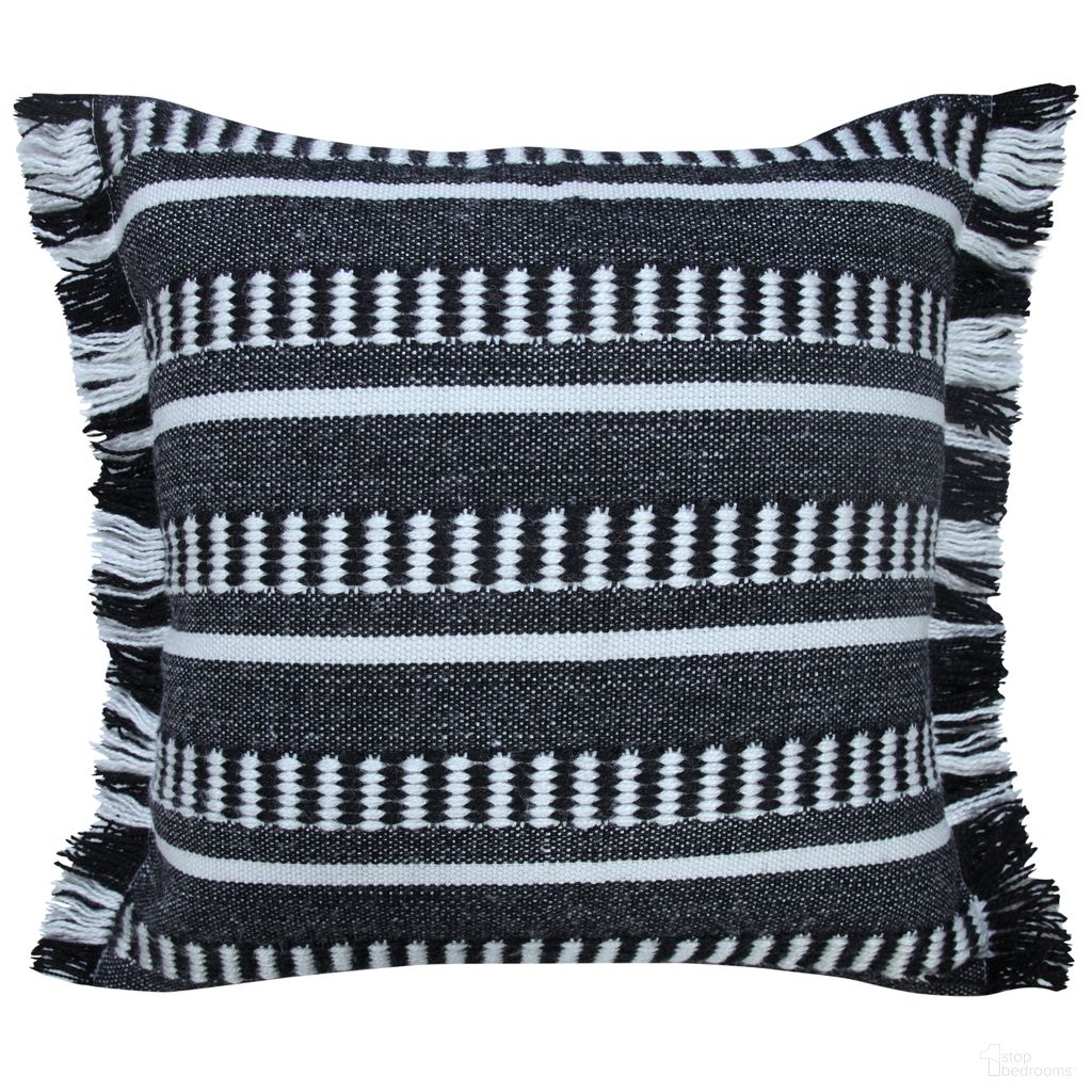 Lyran Belgravia Ox Bay Hand-Woven Geometric Resistant Pillow Cover In Jet Black and White