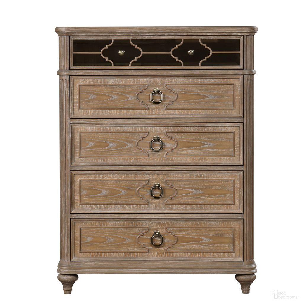 The appearance of Lyris Chest In Rustic Oak designed by Furniture of America in the transitional interior design. This rustic oak piece of furniture was selected by 1StopBedrooms from Lyris Collection to add a touch of cosiness and style into your home. Sku: FM7417AK-C. Material: Solid Wood.