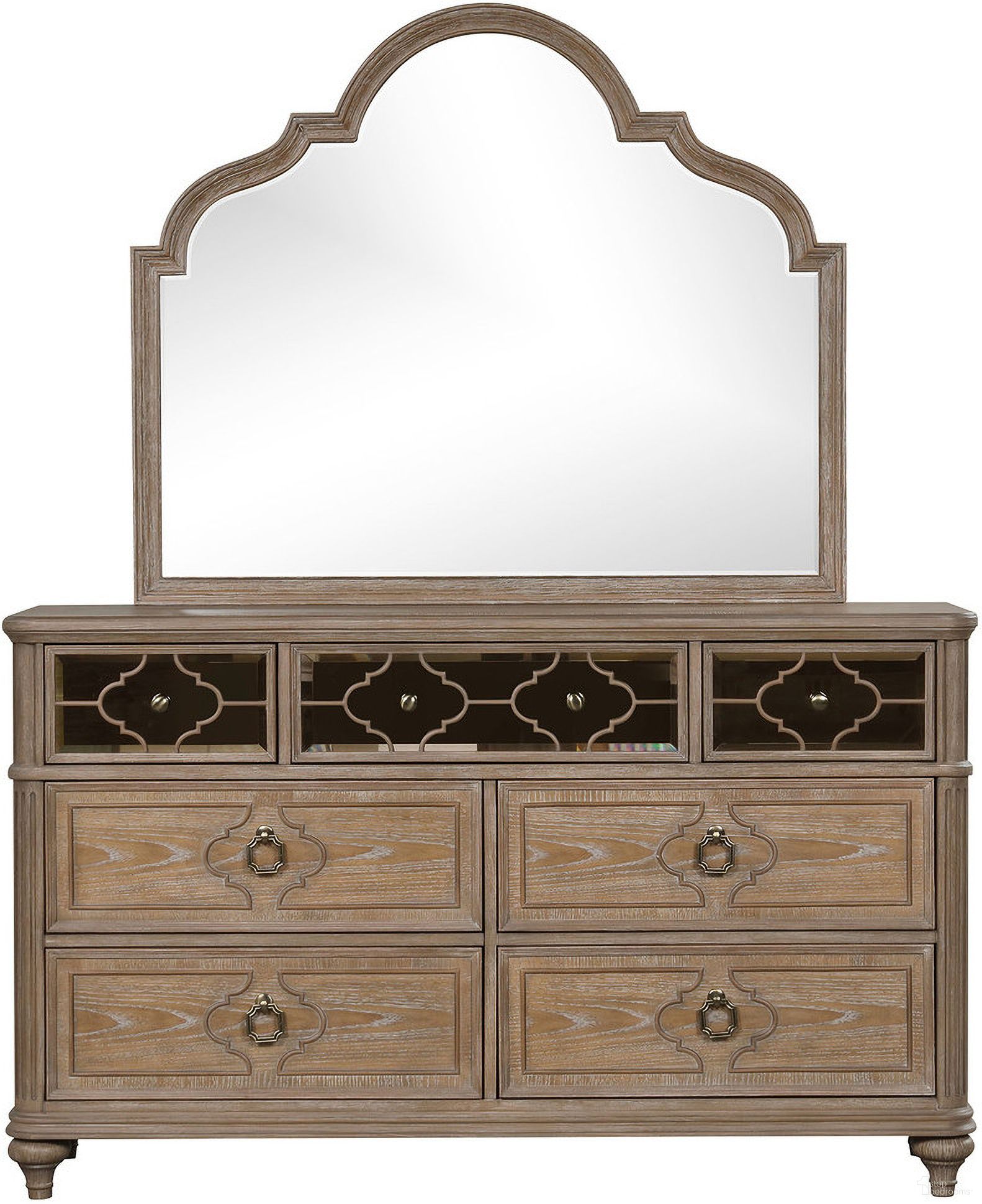 The appearance of Lyris Dresser In Rustic Oak designed by Furniture of America in the transitional interior design. This rustic oak piece of furniture was selected by 1StopBedrooms from Lyris Collection to add a touch of cosiness and style into your home. Sku: FM7417AK-D. Material: Solid Wood.