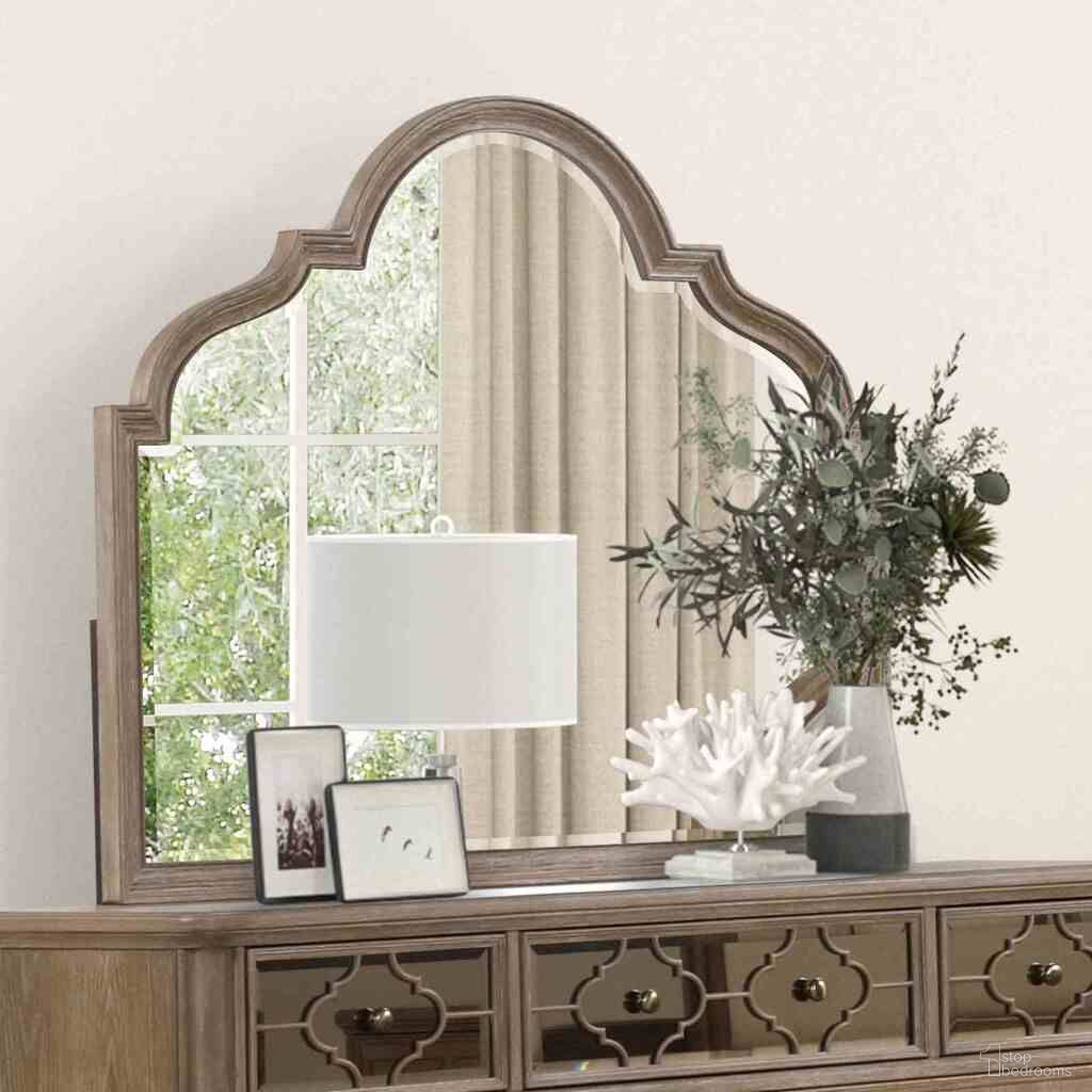 The appearance of Lyris Mirror In Rustic Oak designed by Furniture of America in the transitional interior design. This rustic oak piece of furniture was selected by 1StopBedrooms from Lyris Collection to add a touch of cosiness and style into your home. Sku: FM7417AK-M. Material: Solid Wood.