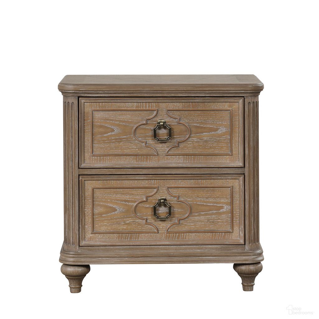 The appearance of Lyris Nightstand In Rustic Oak designed by Furniture of America in the transitional interior design. This rustic oak piece of furniture was selected by 1StopBedrooms from Lyris Collection to add a touch of cosiness and style into your home. Sku: FM7417AK-N. Material: Solid Wood.