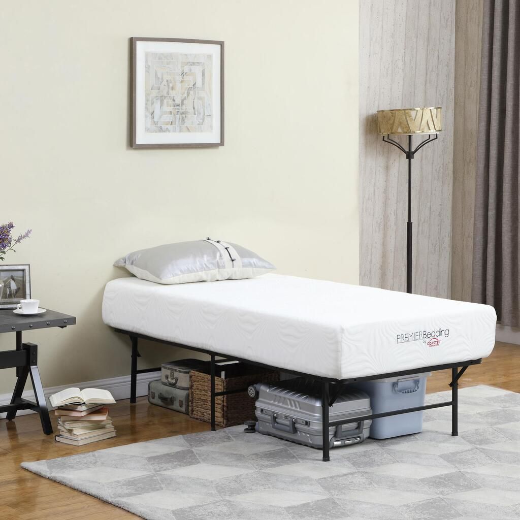 The appearance of Mabel Metal Twin Mattress Support Platform Bed In Black designed by Coaster in the modern / contemporary interior design. This black piece of furniture  was selected by 1StopBedrooms from Mabel Collection to add a touch of cosiness and style into your home. Sku: 305957T. Material: Metal. Bed Size: Twin.
