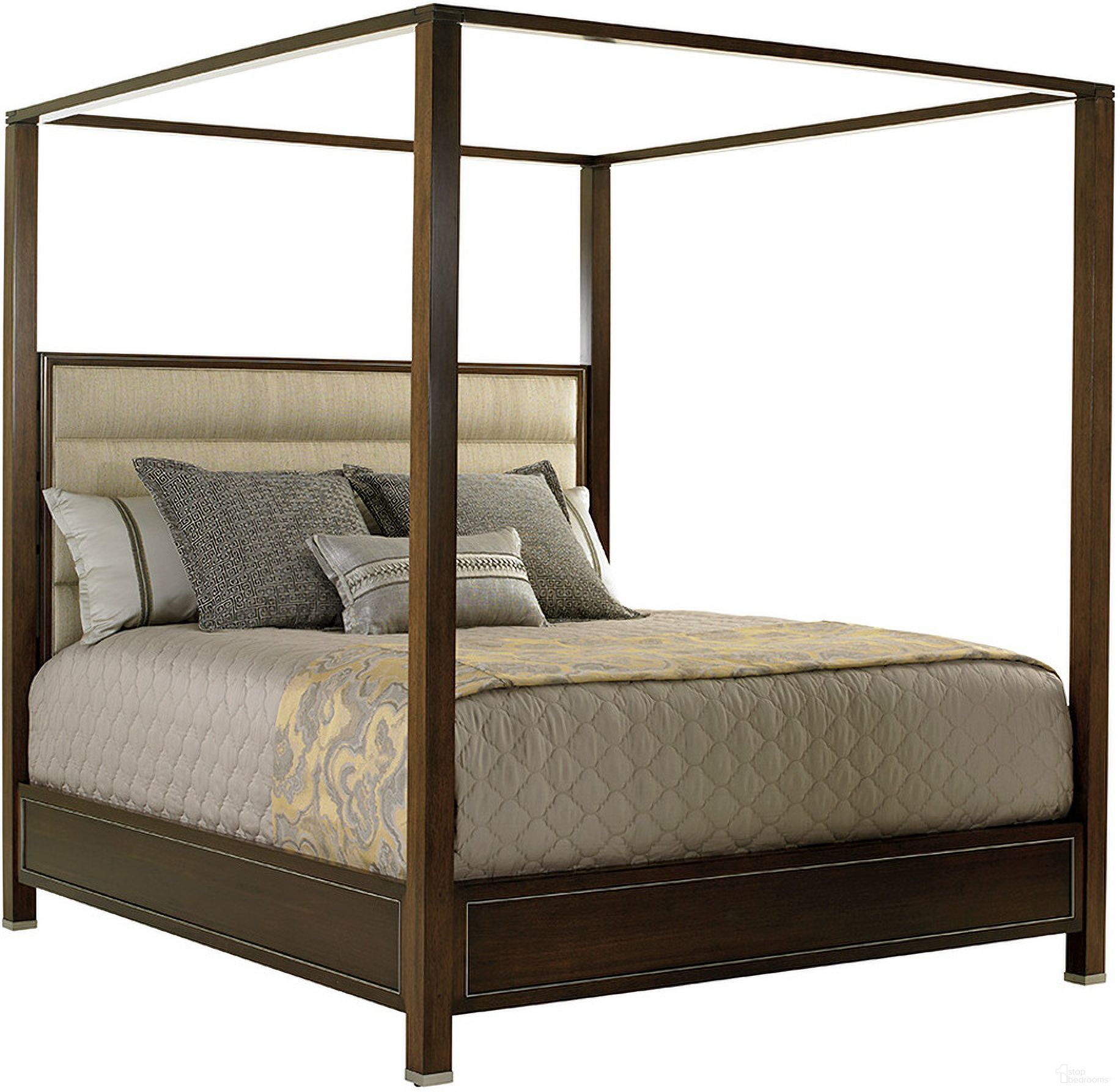 The appearance of Macarthur Park Terranea Queen Poster Bed In Farrington designed by Lexington in the transitional interior design. This farrington piece of furniture  was selected by 1StopBedrooms from MacArthur Park Collection to add a touch of cosiness and style into your home. Sku: 729-173C. Bed Type: Canopy Bed. Material: Steel. Bed Size: Queen.