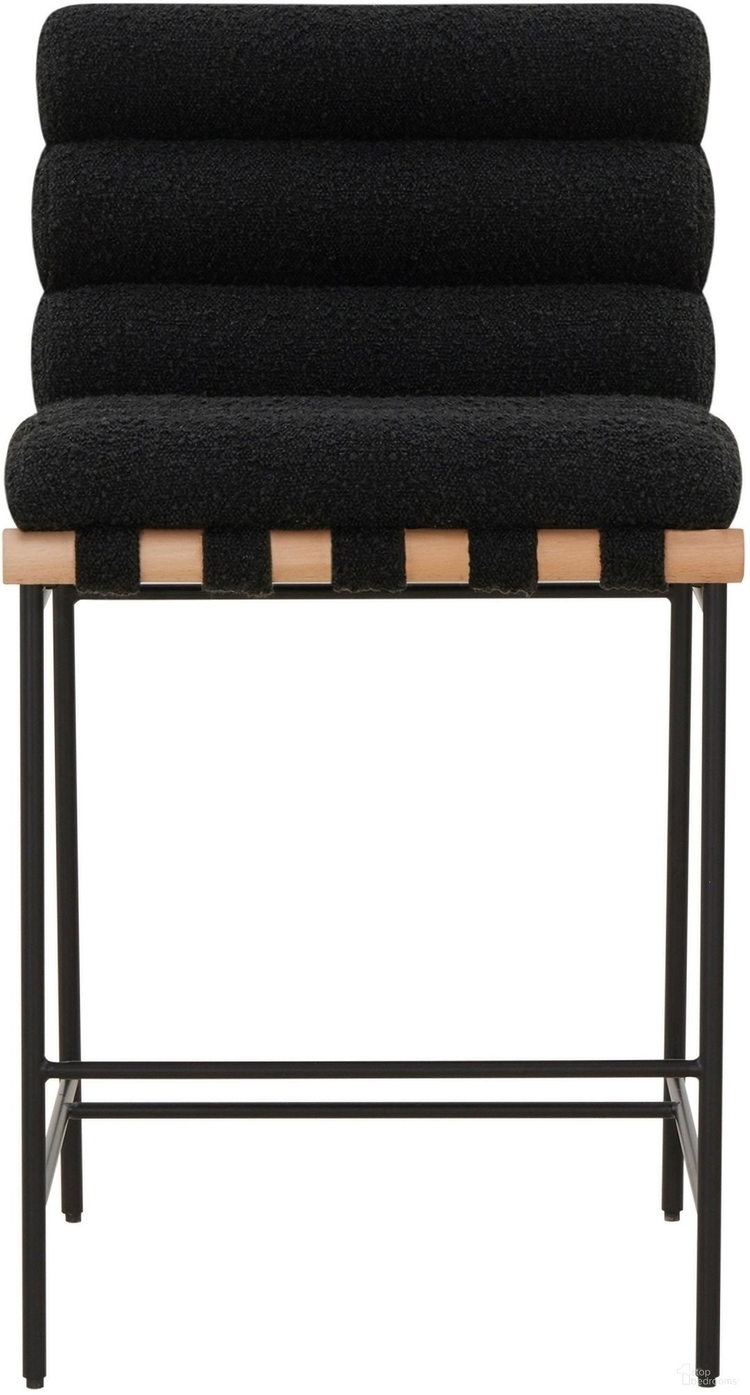 The appearance of Macibella Channel Tufted Boucle Counter Stool In Black designed by Safavieh Couture in the modern / contemporary interior design. This black piece of furniture was selected by 1StopBedrooms from Macibella Collection to add a touch of cosiness and style into your home. Sku: SFV5142A. Material: Wood.