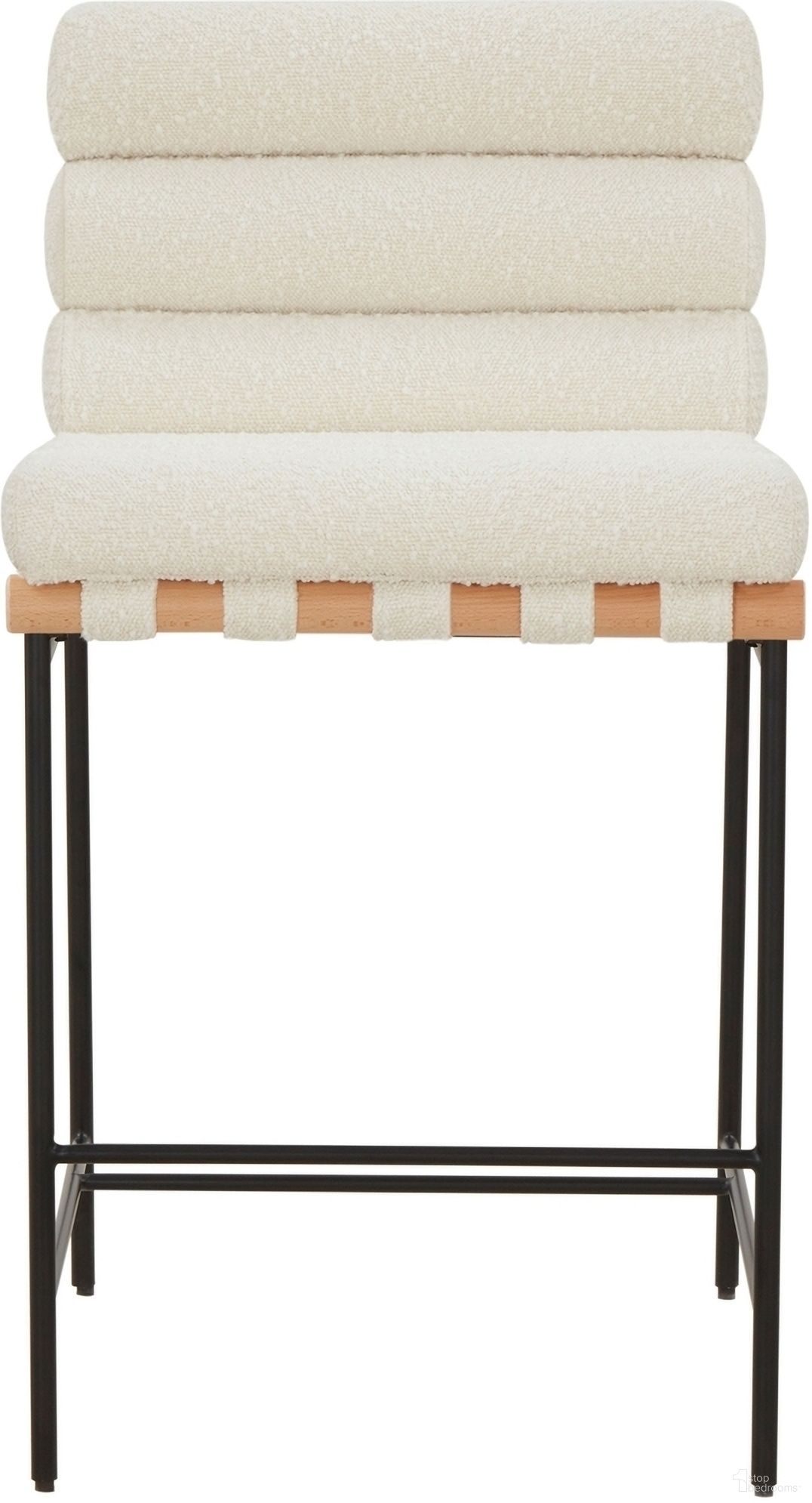 The appearance of Macibella Channel Tufted Boucle Counter Stool In Ivory and Black designed by Safavieh Couture in the modern / contemporary interior design. This ivory and black piece of furniture  was selected by 1StopBedrooms from Macibella Collection to add a touch of cosiness and style into your home. Sku: SFV5142B. Material: Wood.