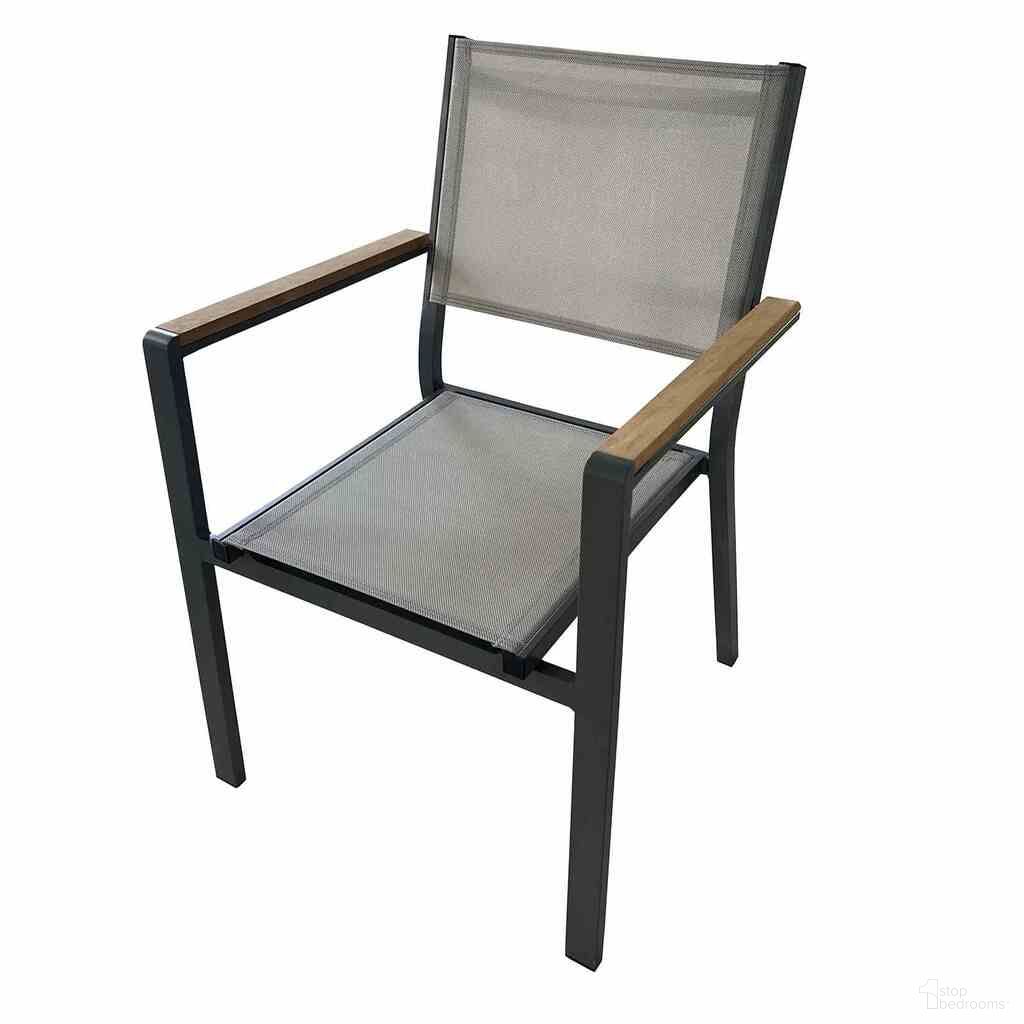 Mackay Stacking Chair In Gun Metal and Natural Teak
