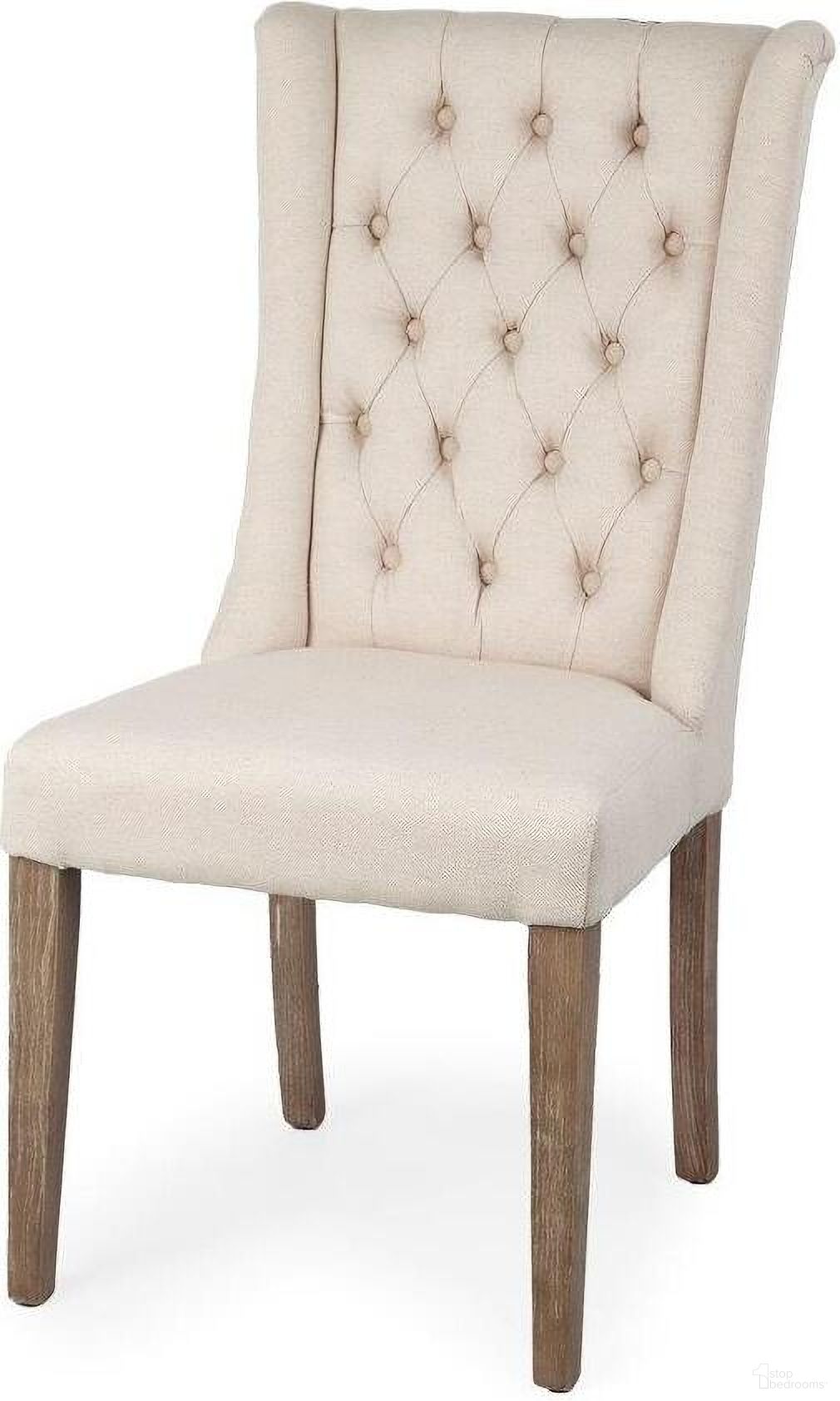 Mackenzie I Cream Plush Linen Covering Ash Solid Wood Base Dining Chair
