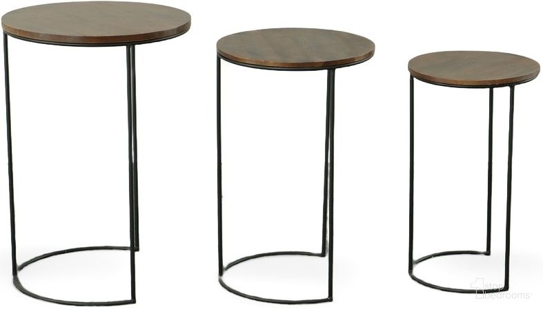 The appearance of Mackintosh Round Nesting Tables In Chestnut and Black designed by Carolina Living in the modern / contemporary interior design. This chestnut and black piece of furniture  was selected by 1StopBedrooms from Mackintosh Collection to add a touch of cosiness and style into your home. Sku: NS-2817CHETBK. Material: Wood.