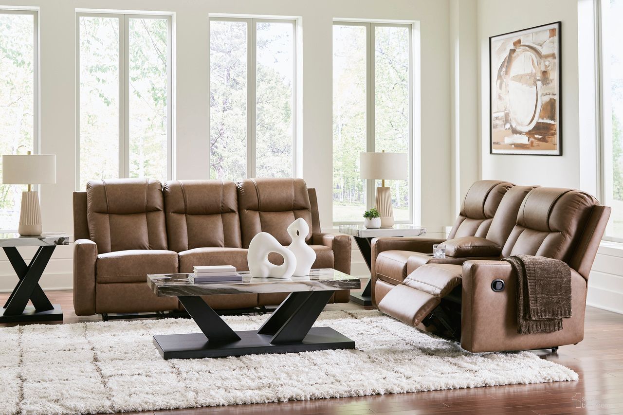The appearance of Mackmenville Reclining Living Room Set In Caramel designed by Signature Design by Ashley in the modern / contemporary interior design. This caramel piece of furniture was selected by 1StopBedrooms from Mackmenville Collection to add a touch of cosiness and style into your home. Sku: 7471488;7471494. Material: Fabric.